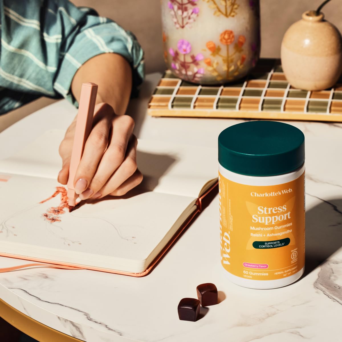 Charlotte's Web Stress Support Mushroom Gummies with Reishi, Ashwagandha, Rhodiola Rosea, 30 Servings