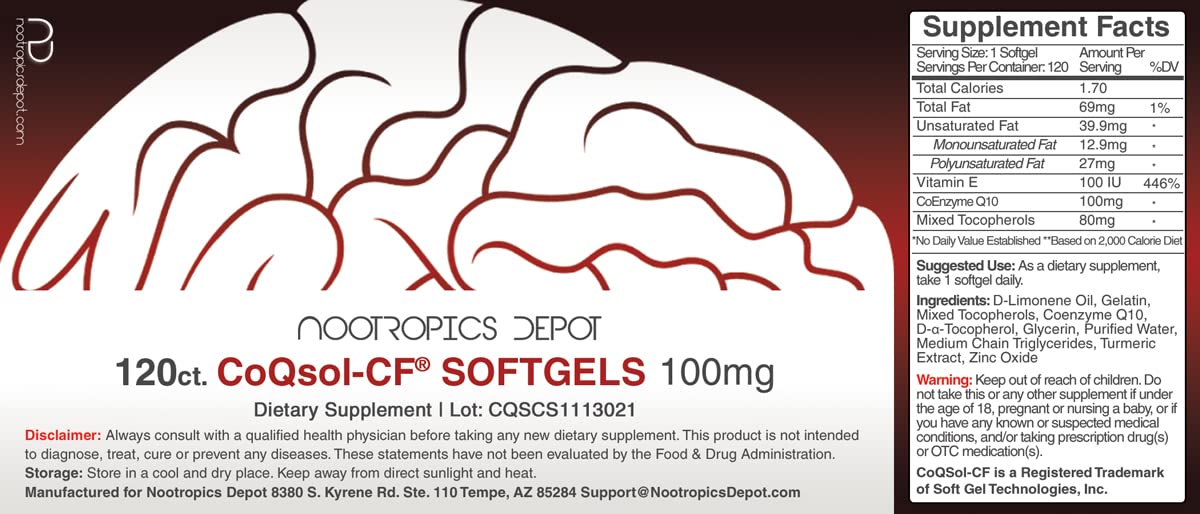 Nootropics Depot CoQ10 Capsules 120 Count