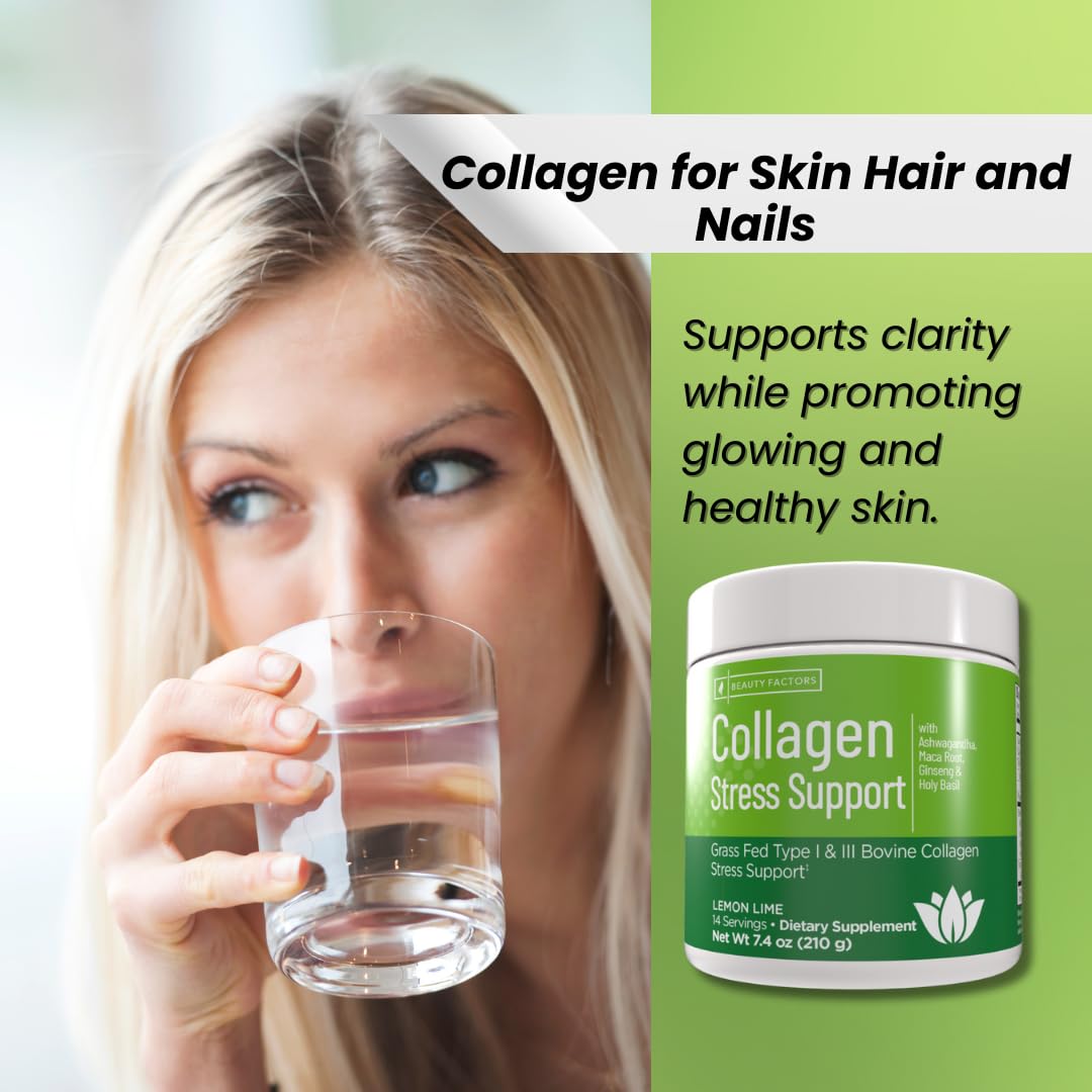 Windmill Collagen Support with Ashwagandha, Maca Root, Ginseng & Holy Basil, Type I & III Grass Fed Collagen Powder 7.4 oz