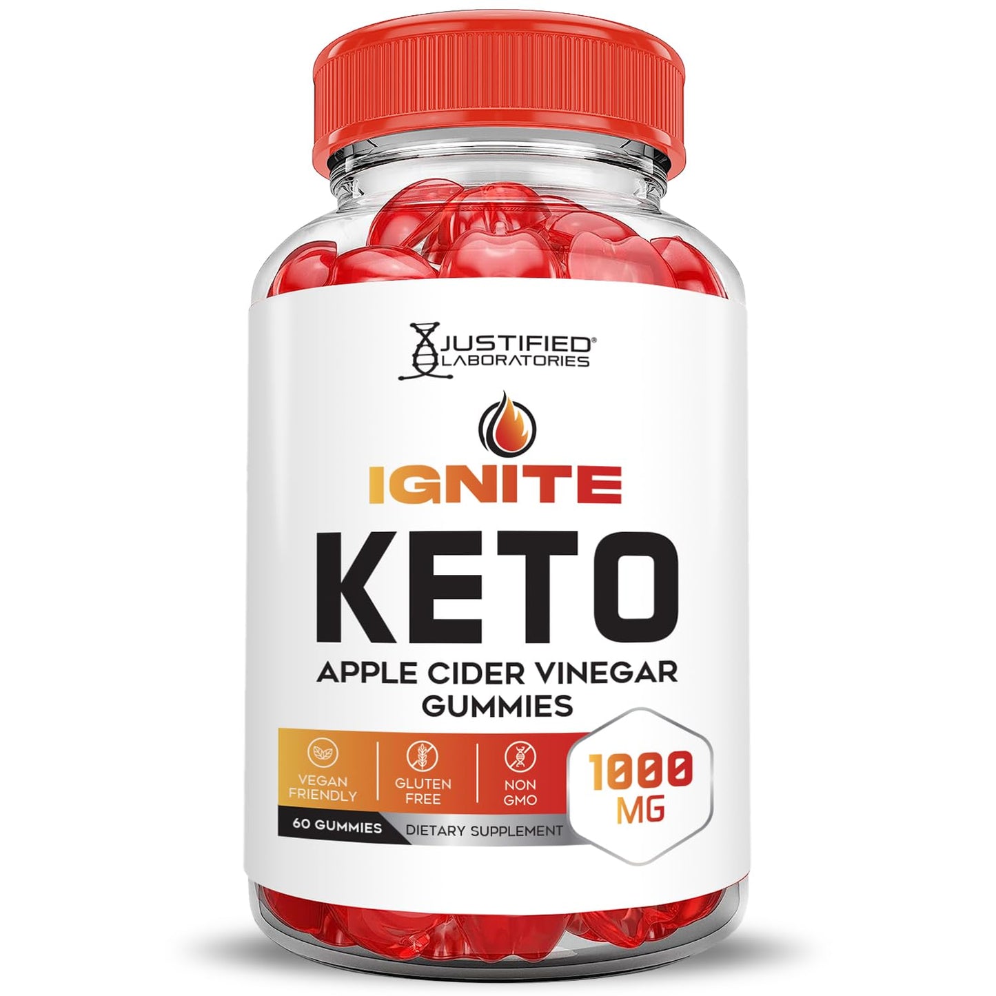 Justified Laboratories Ignite Keto ACV Gummies 1000mg, Apple Cider Vinegar Formula, 600 Gummies