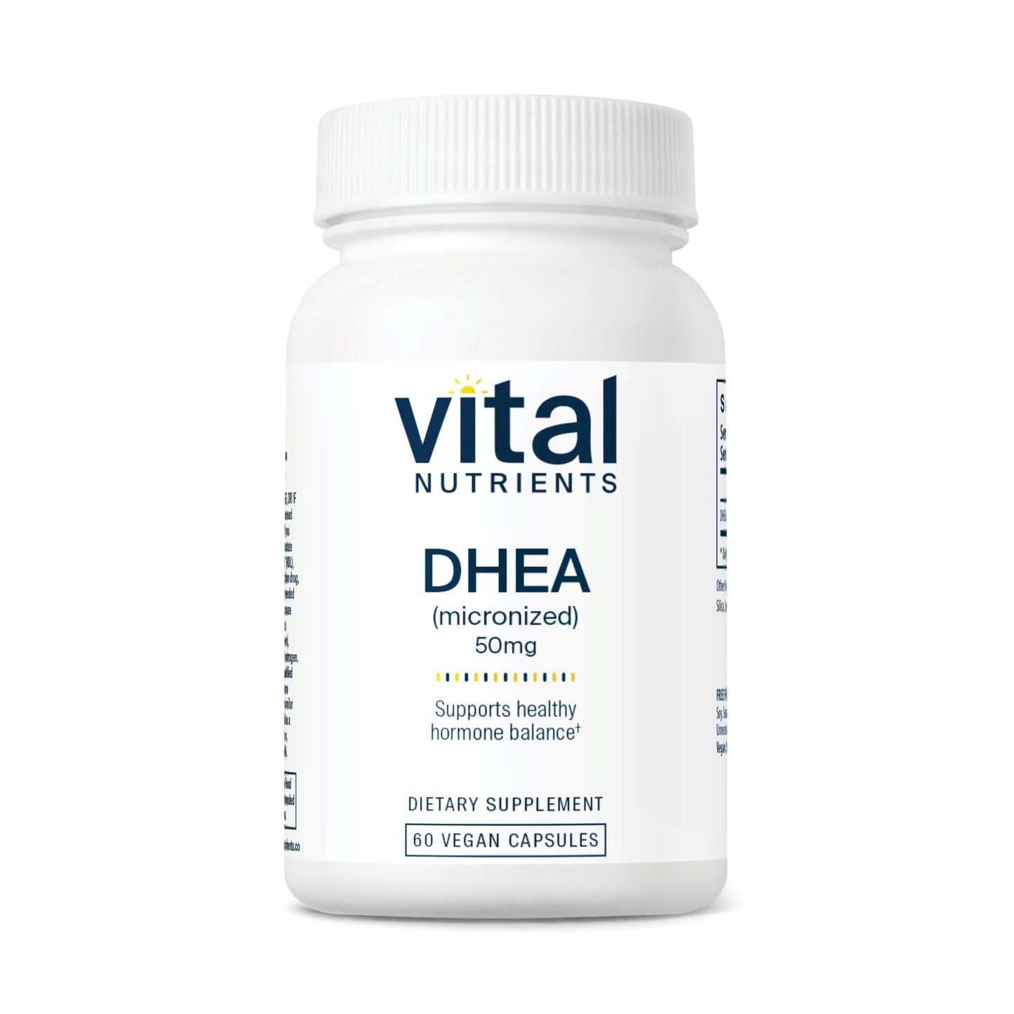 Vital Nutrients DHEA 50mg Vegan Micronized DHEA Supplement, 60 Capsules