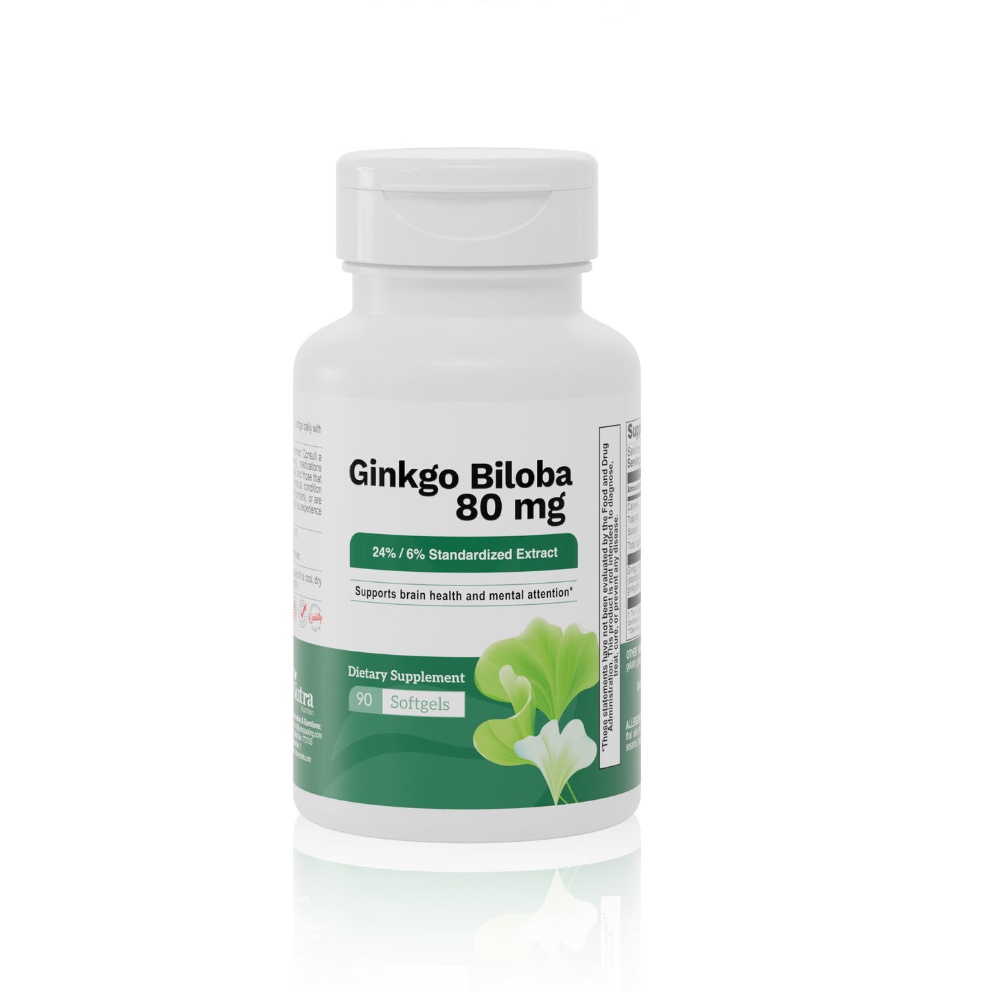 Nutra Nutrition Ginkgo Biloba Supplement 80 mg Capsule, 60 Count