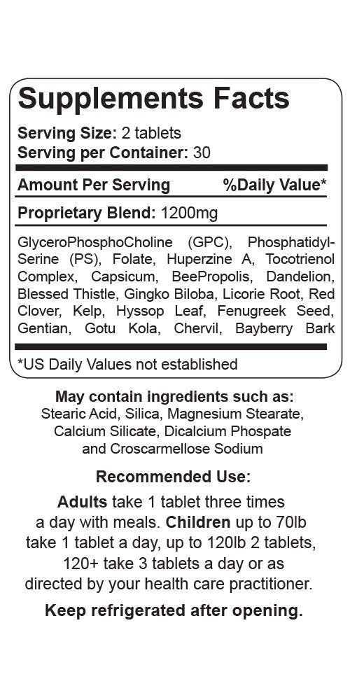 Vitamins Organic Farms Neuro Care Nootropic Brain Health Supplement Tablet, 60 Tablets