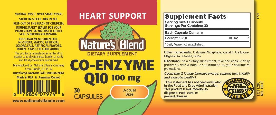 Nature's Blend Coenzyme Q10 100 mg 30 Capsules