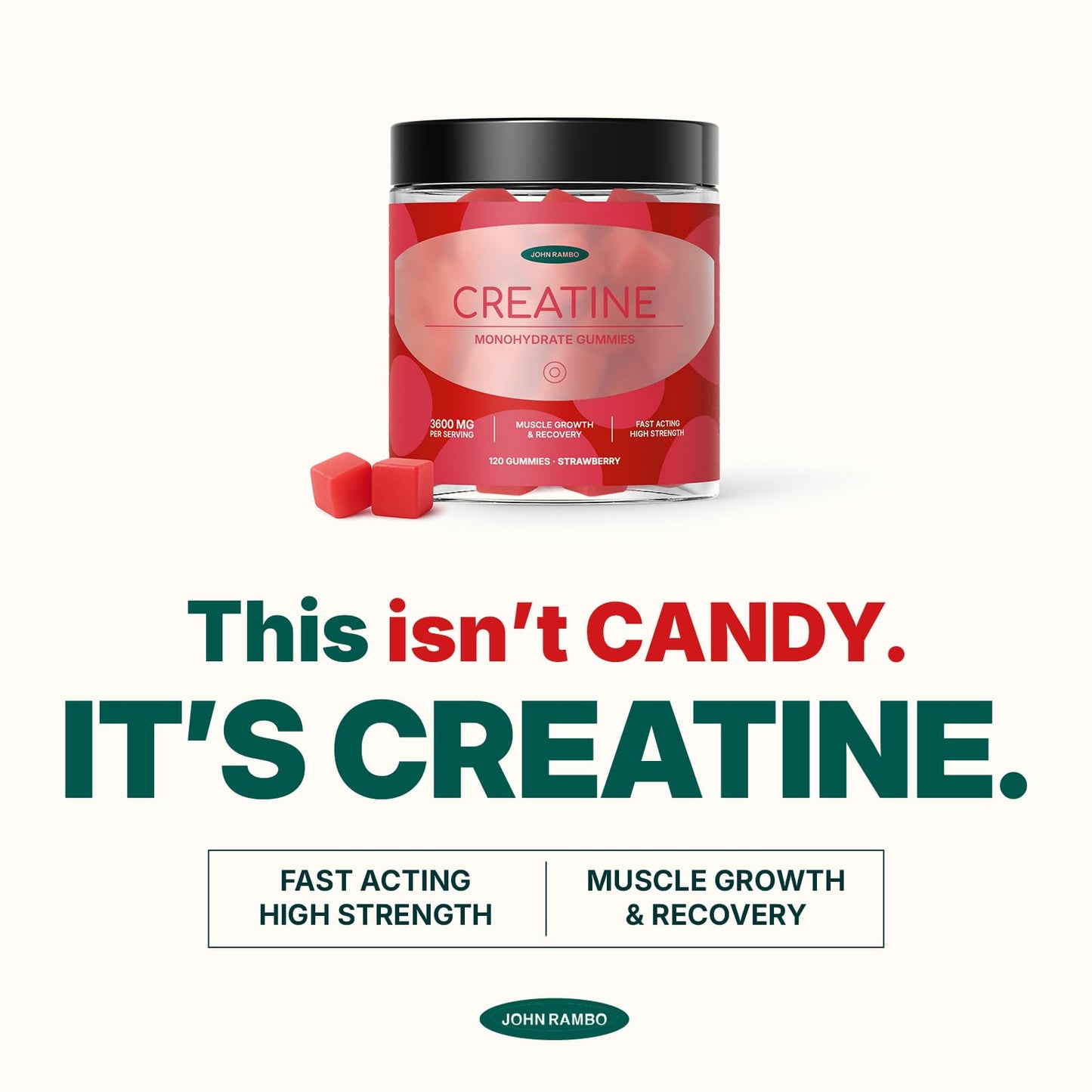 JOHN RAMBO Creatine Monohydrate Gummy 120 Count
