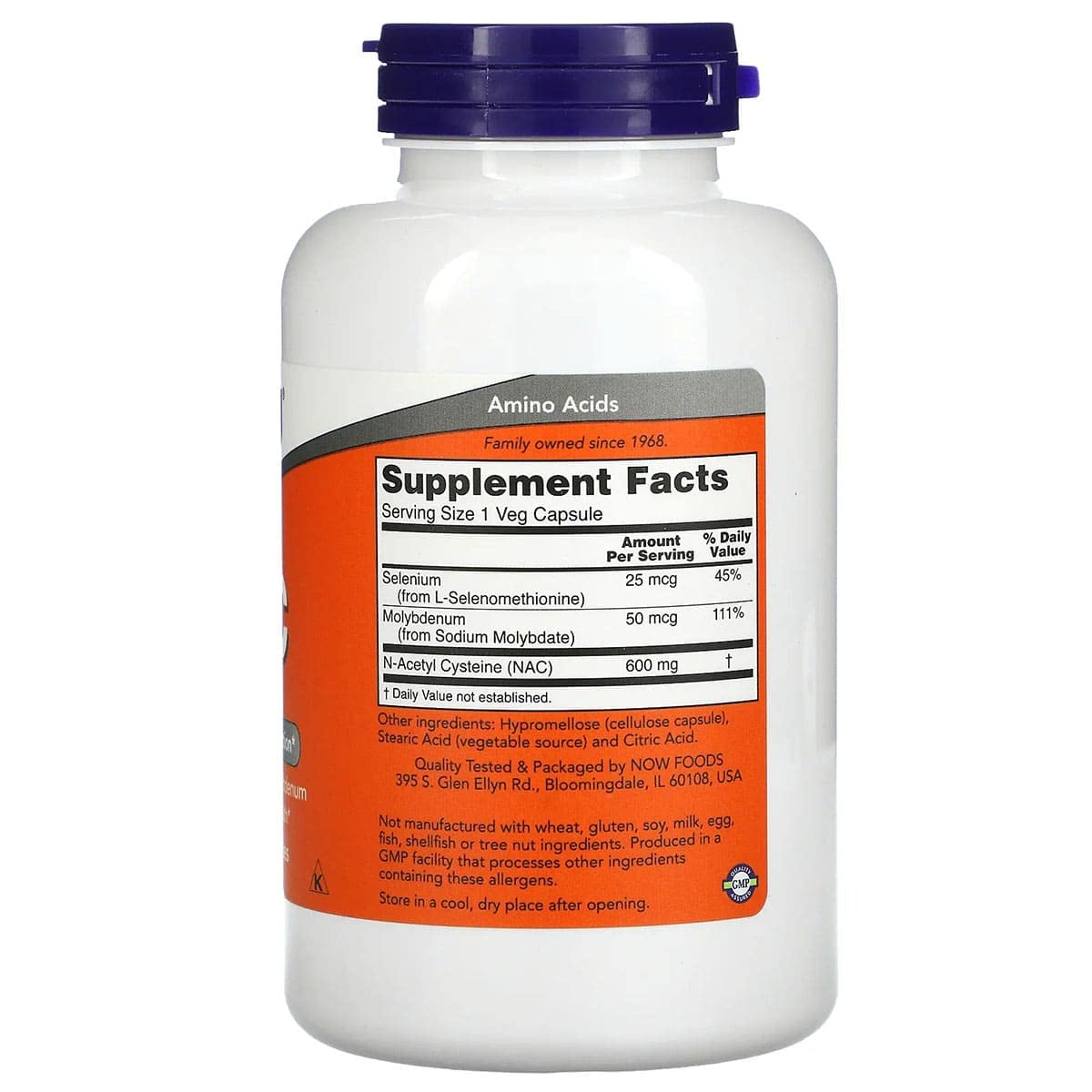 NOW Foods NAC 600mg with Selenium, 500 Capsules