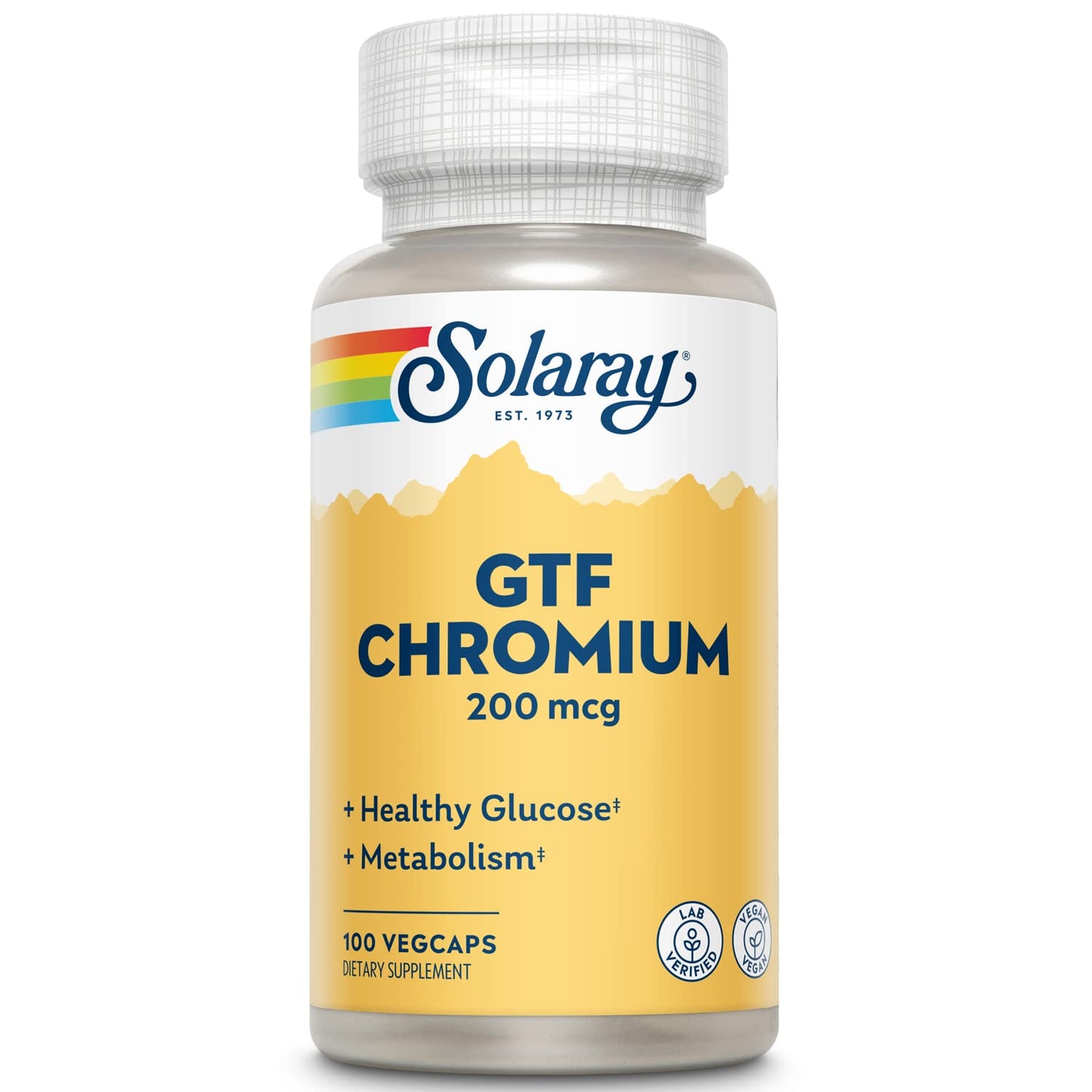 Solaray GTF Chromium 200mcg Capsules, 100 Count
