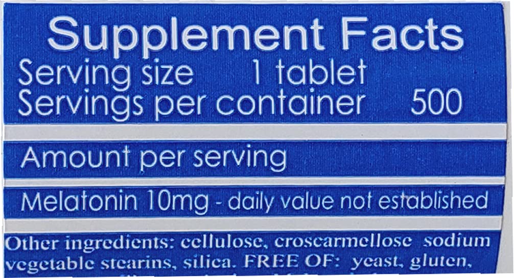 SterlingHealth Melatonin 10mg Quick Dissolve Vegan Super Strength Tablet, 500 Count
