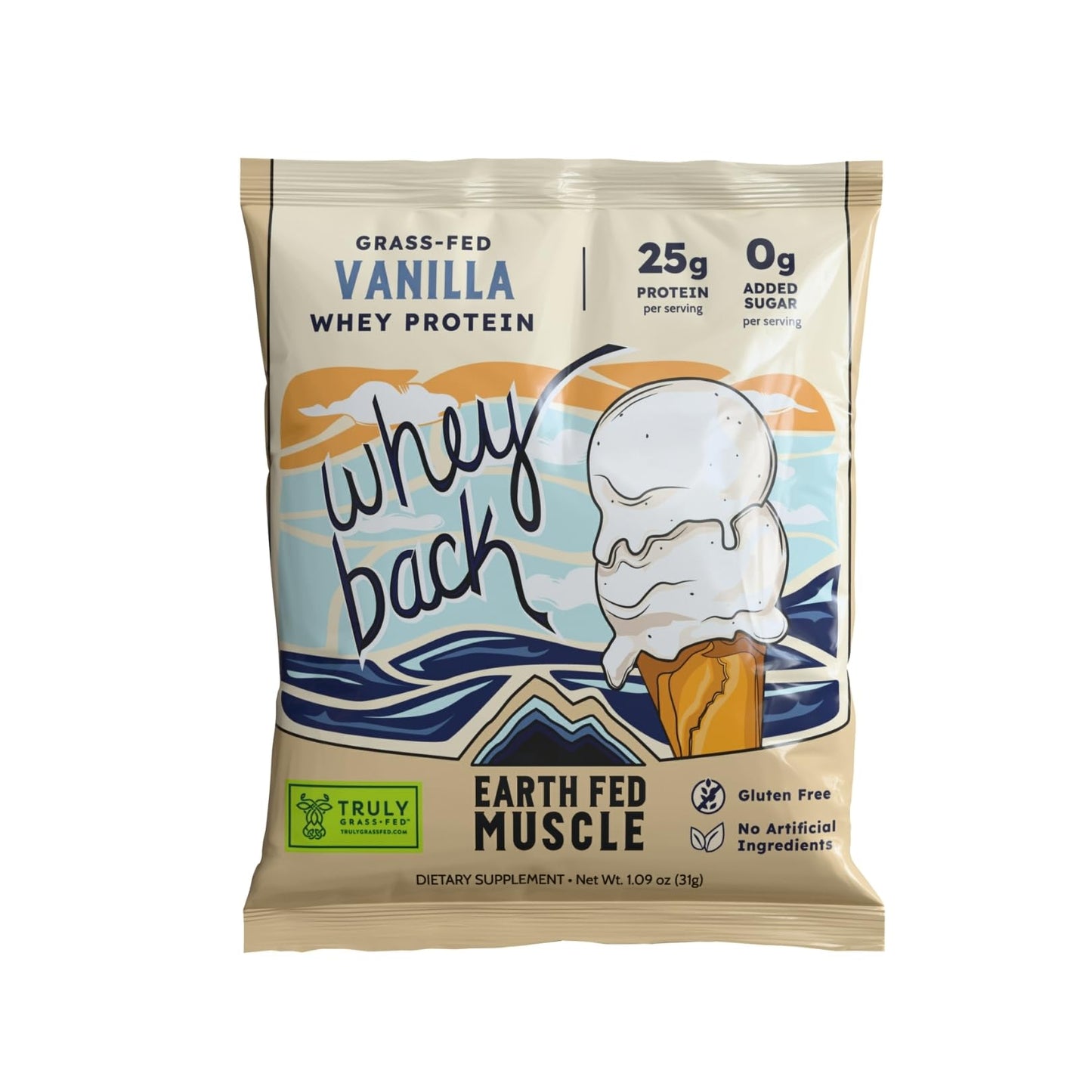 Earth Fed Muscle Whey Protein Isolate Vanilla Powder, 1.09 Ounce