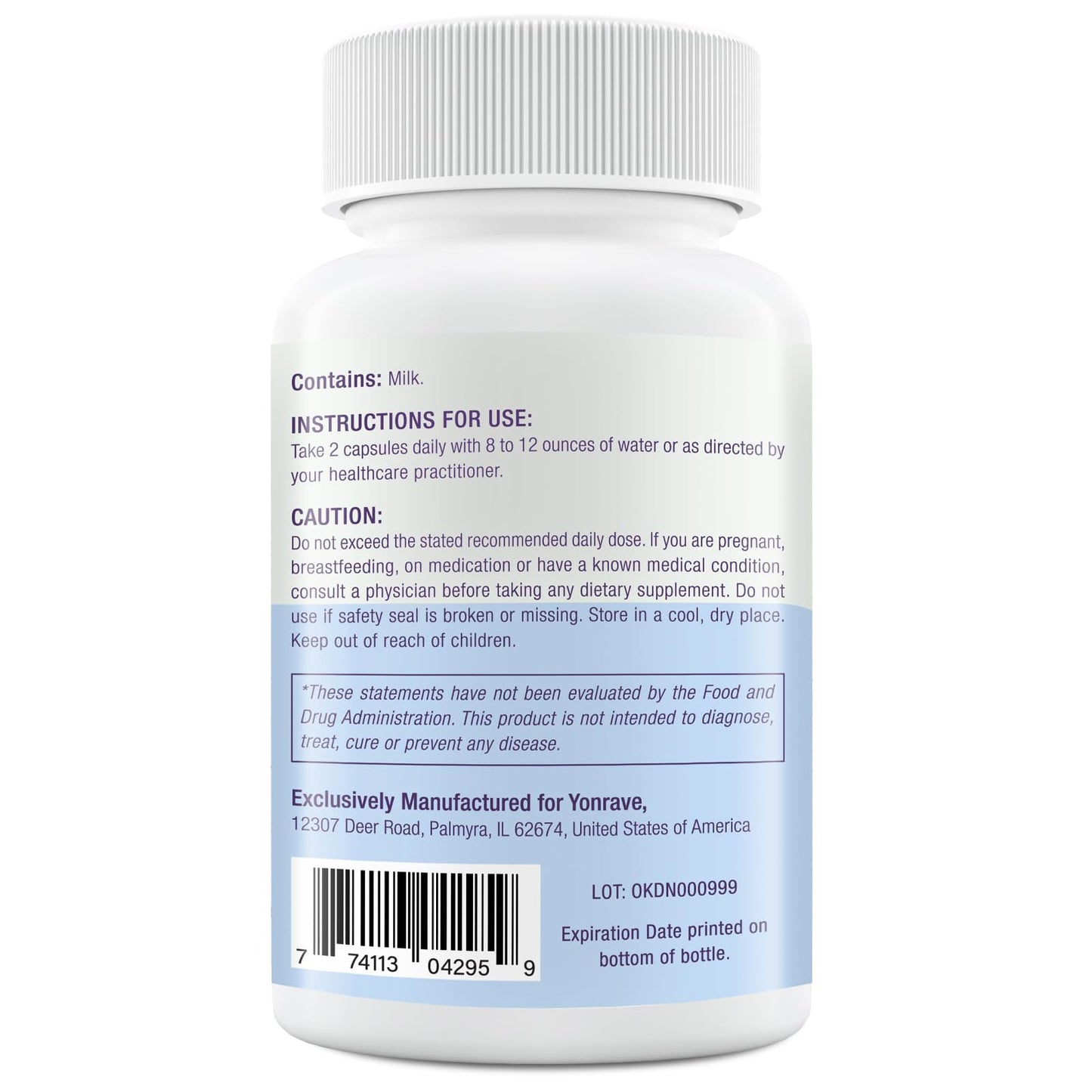 Yonrave Bovine Colostrum Capsules 1300mg, 60% IgG, 120 Capsules