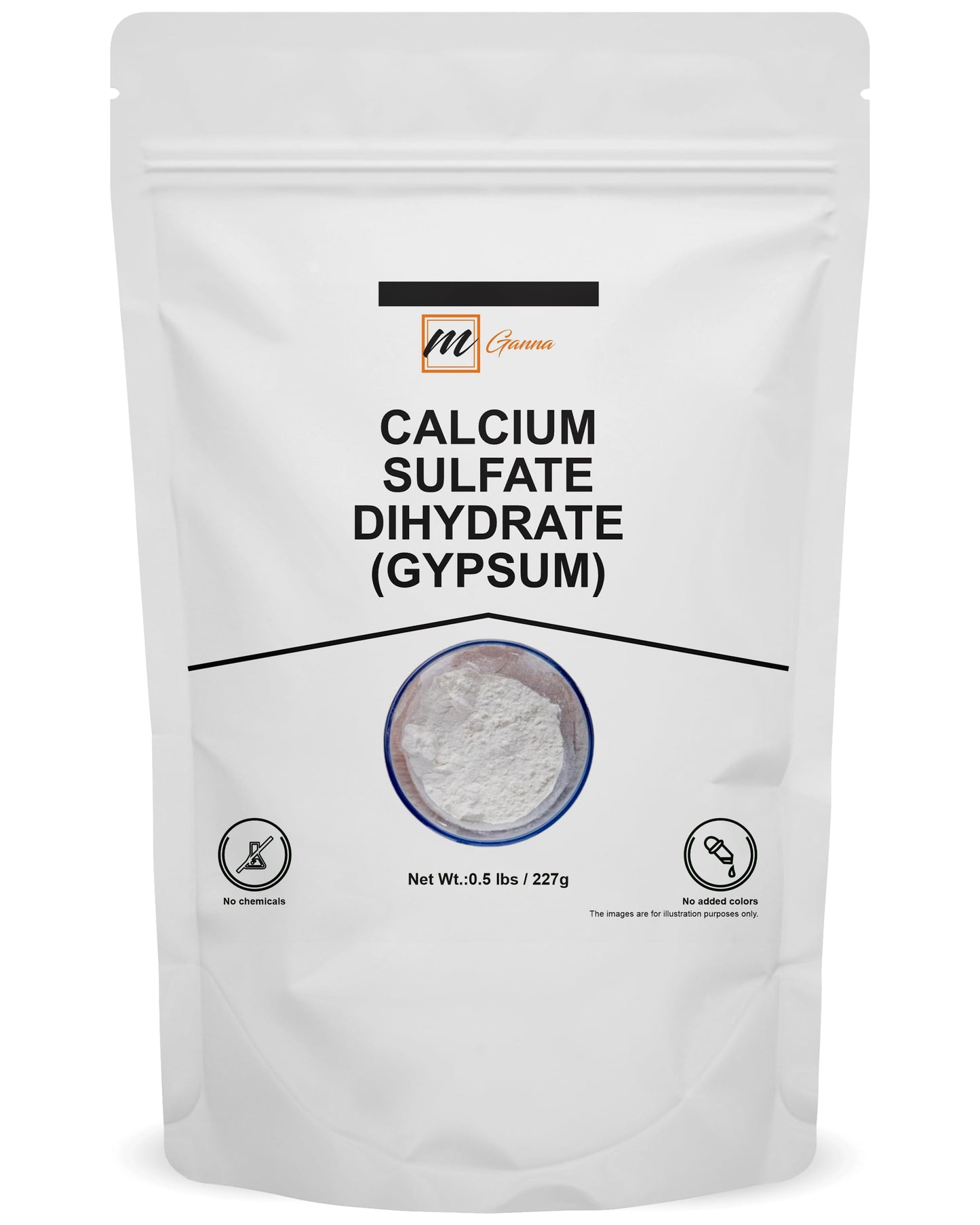 mGanna Calcium Sulfate Dihydrate (Food Grade) Gypsum Powder, 8 oz