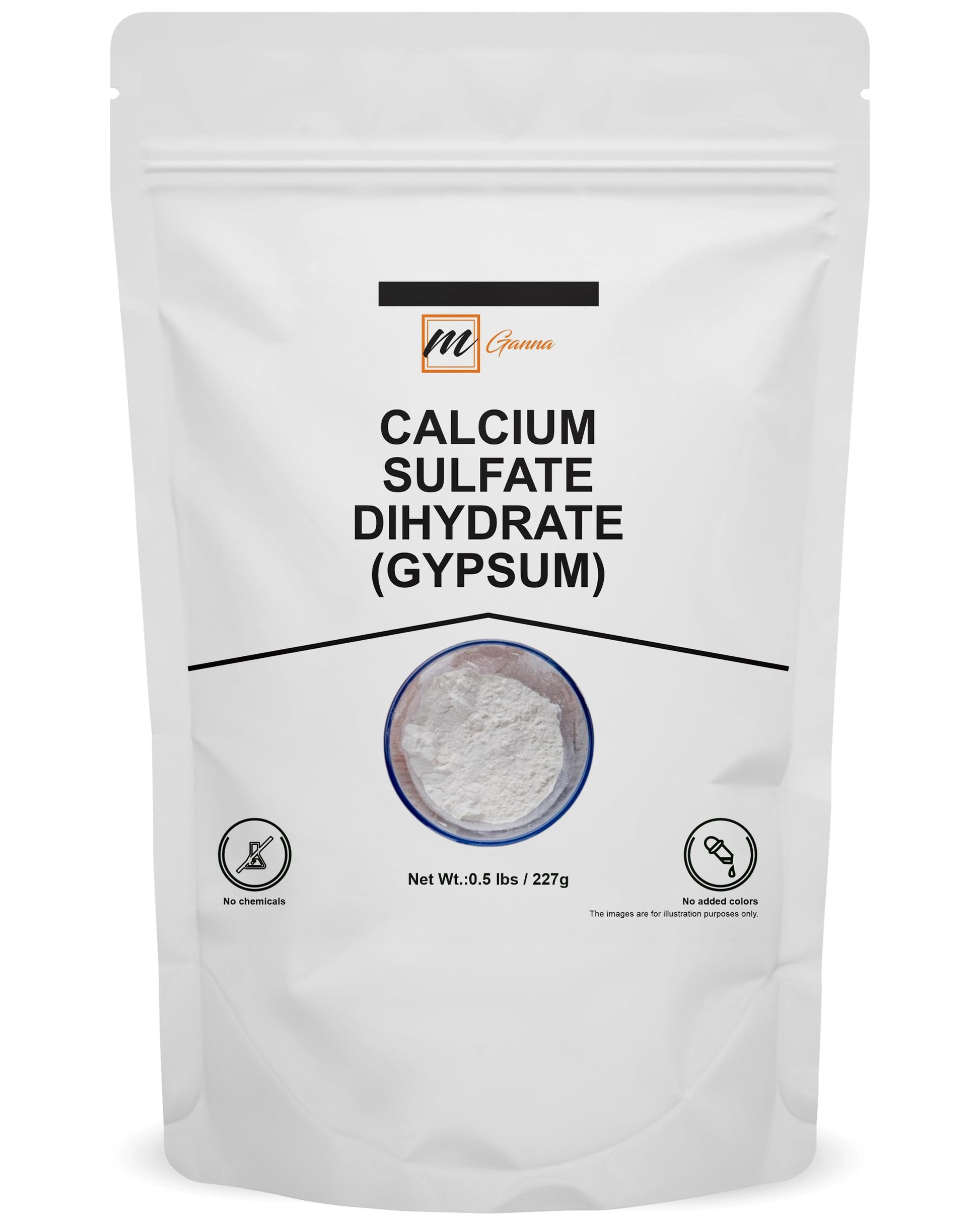 mGanna Calcium Sulfate Dihydrate (Food Grade) Gypsum Powder, 8 oz
