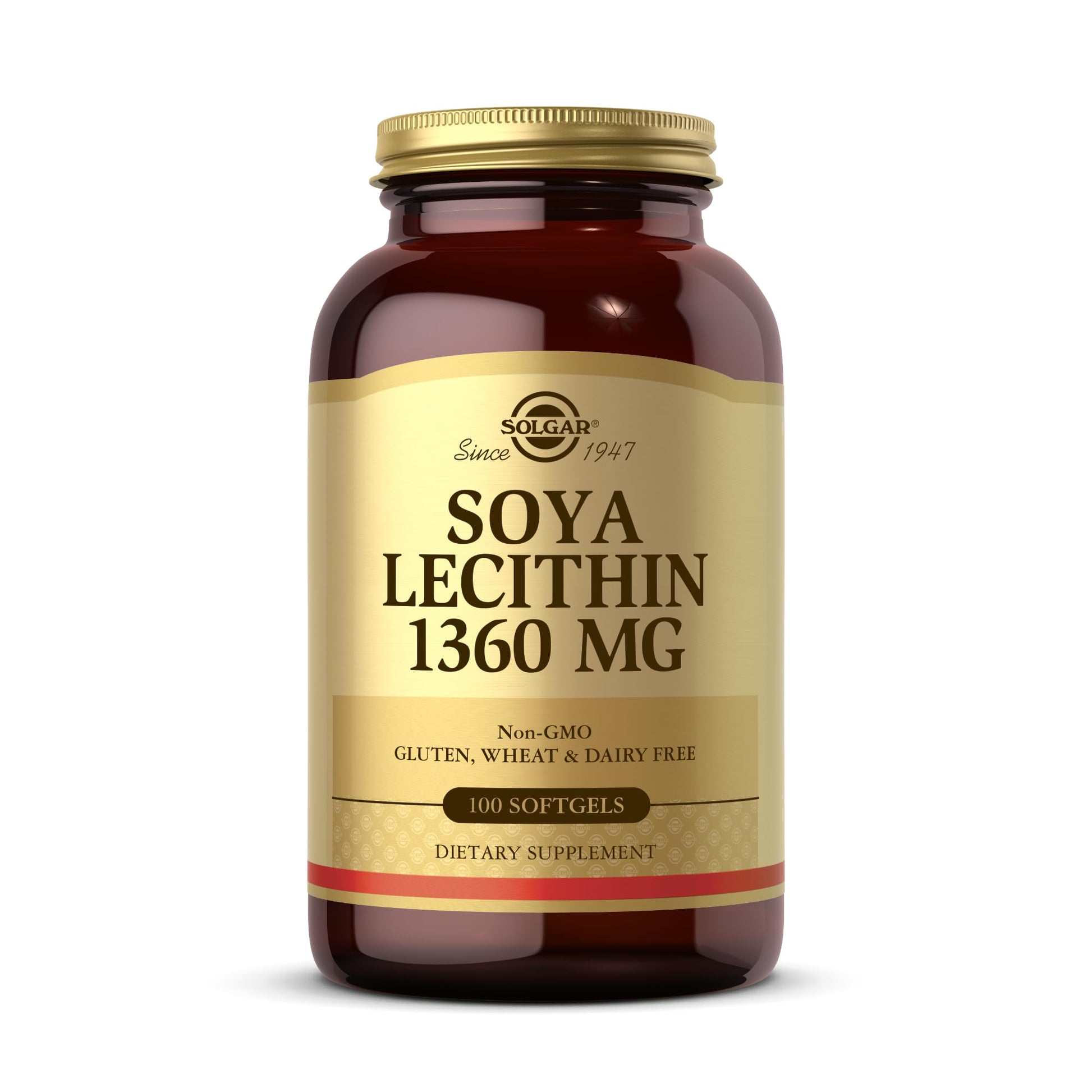 Solgar Soya Lecithin 1360 mg Softgels, 100 Count