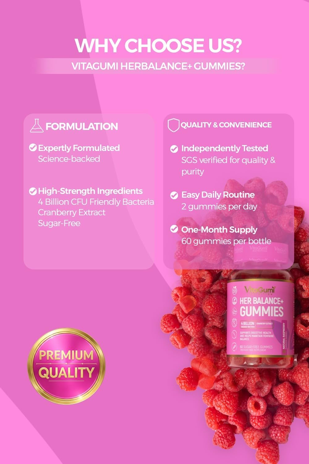 VitaGumi Nutrition HerBalance+ Gummies, 60 Count