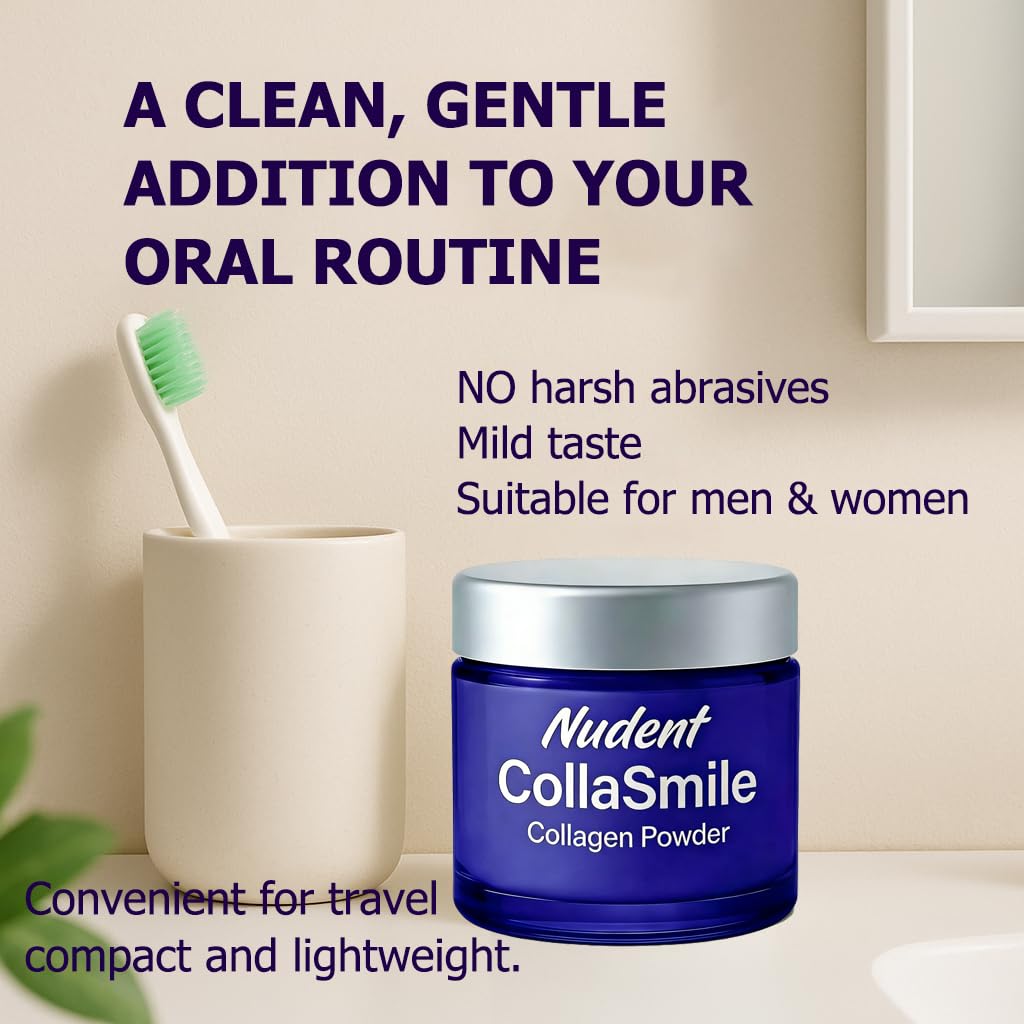 Nudent CollaSmile Collagen Powder for Gums, Enamel Strengthening, Natural Oral Care Formula, Hydroxyapatite Mineral-Infused Collagen Formula 0.11 Ounce