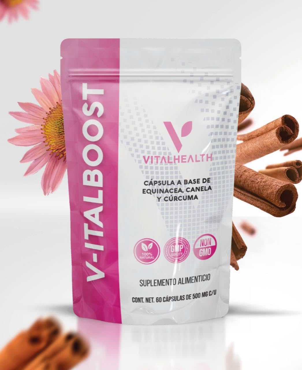 Generic VitalHealth V-italboost Echinacea, Cinnamon and Turmeric Supplement Capsules, 60 Count