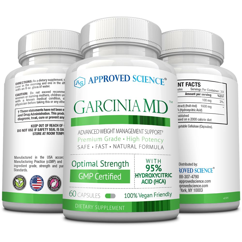 Approved Science Garcinia MD 95% HCA 1600mg Garcinia Cambogia Extract Capsules, 60 Count