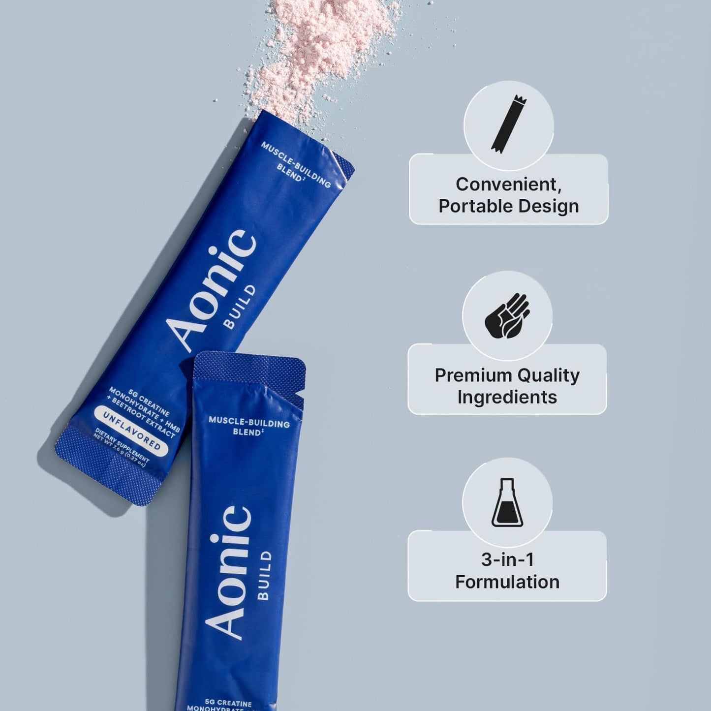 AONIC Build Creatine Monohydrate, HMB & Beetroot, Fruit Punch Powder, 16.96 oz