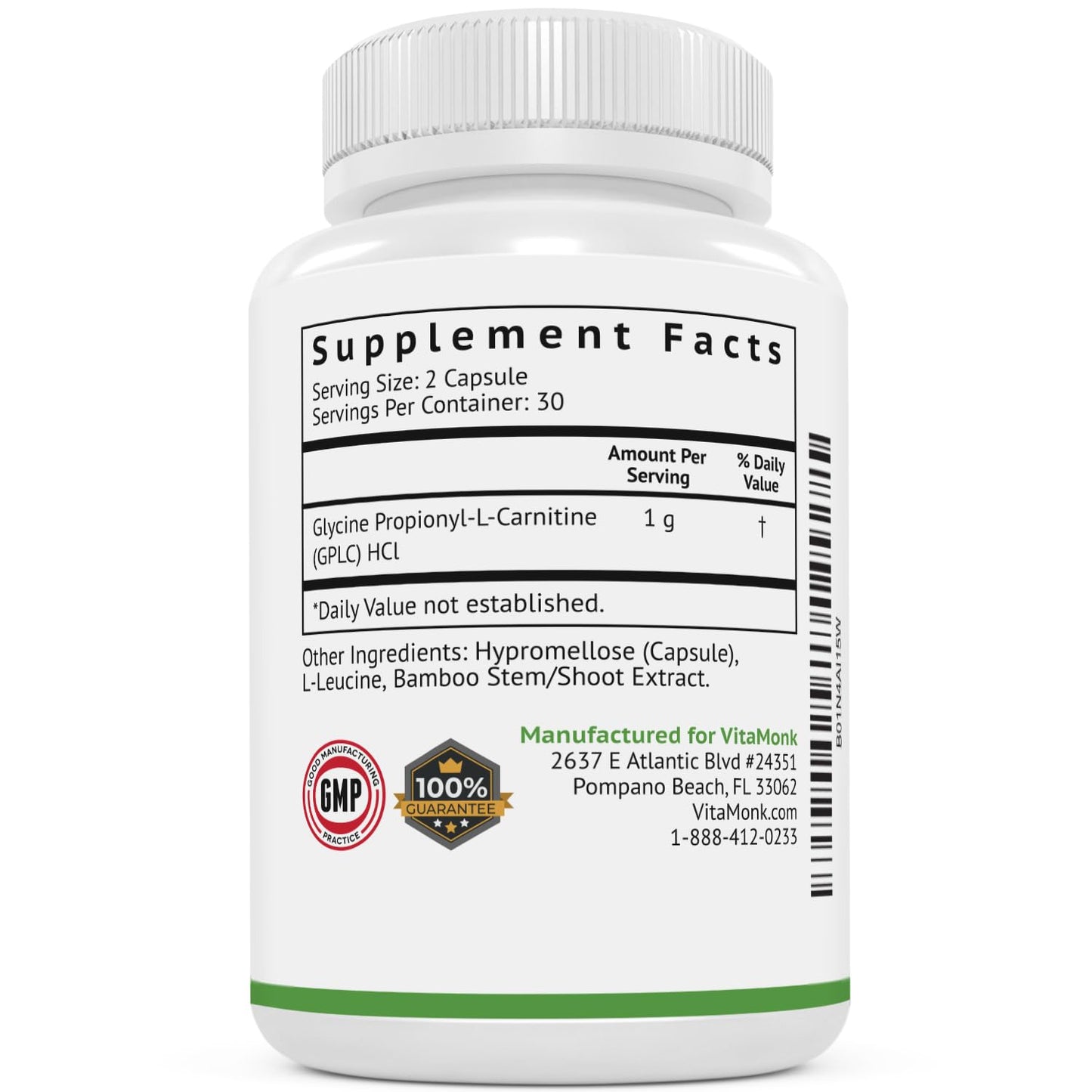 VitaMonk GPLC & PLCAR Carnitine Capsules, 180