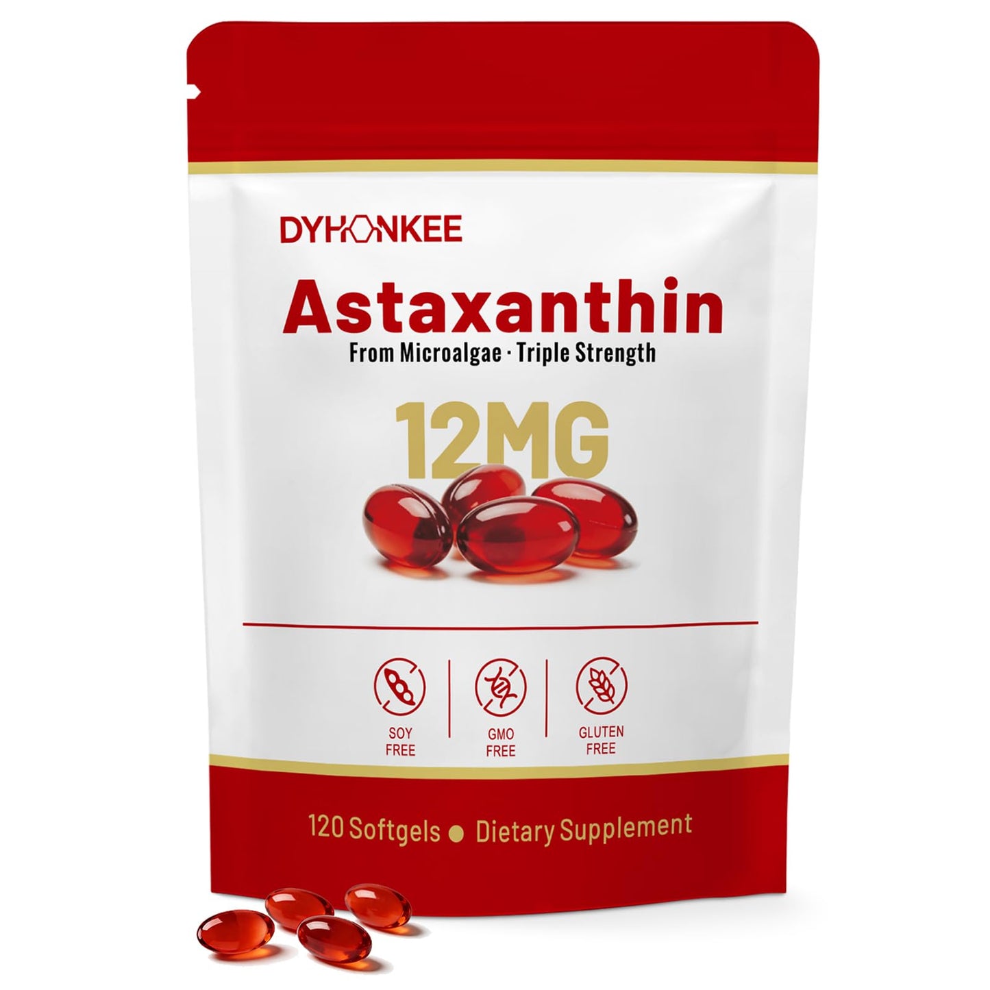 DYHONKEE Astaxanthin Supplements 12mg Softgels 120 Count