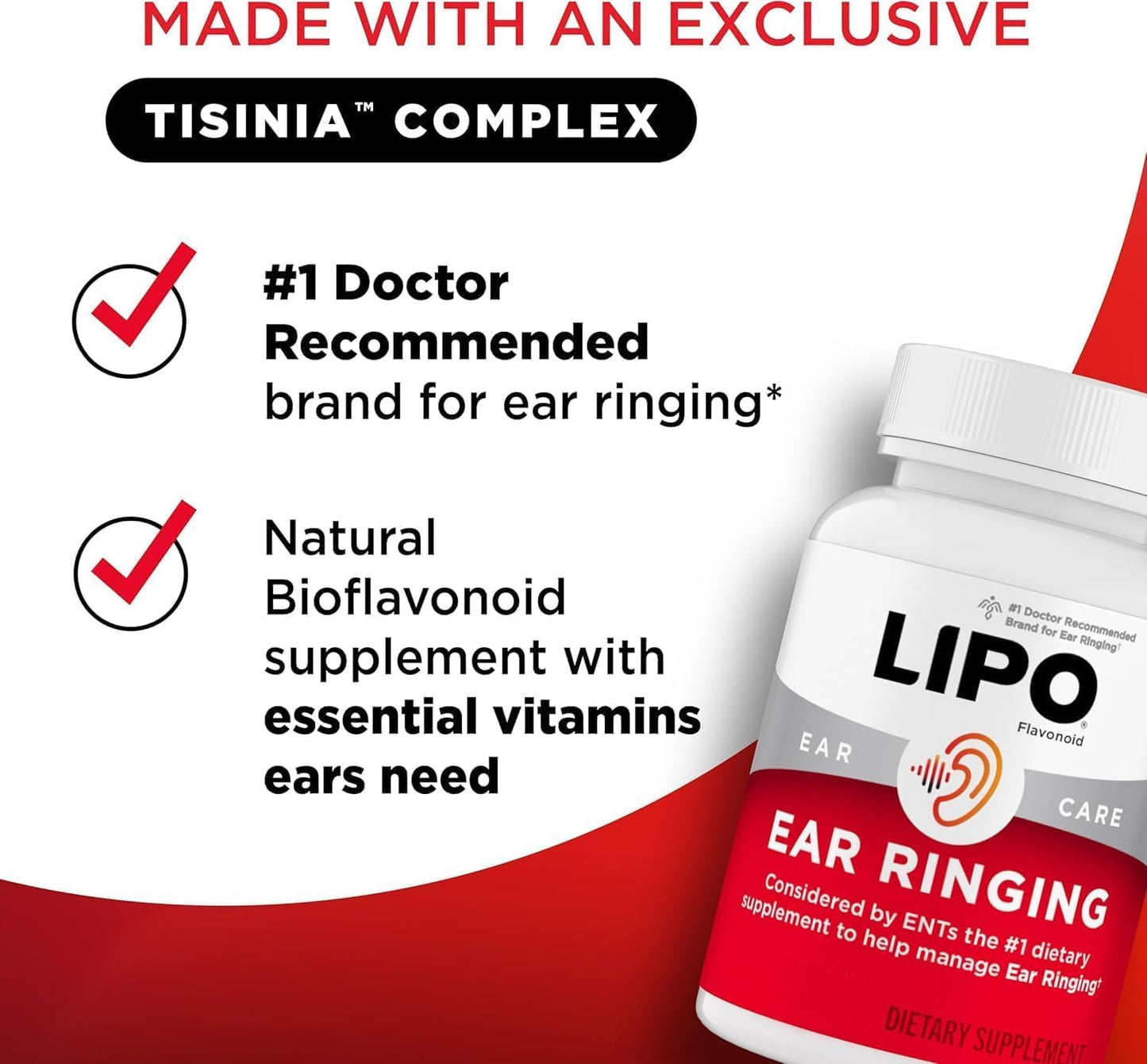 Lipo-Flavonoid Ear Ringing Relief Supplement Caplets 150