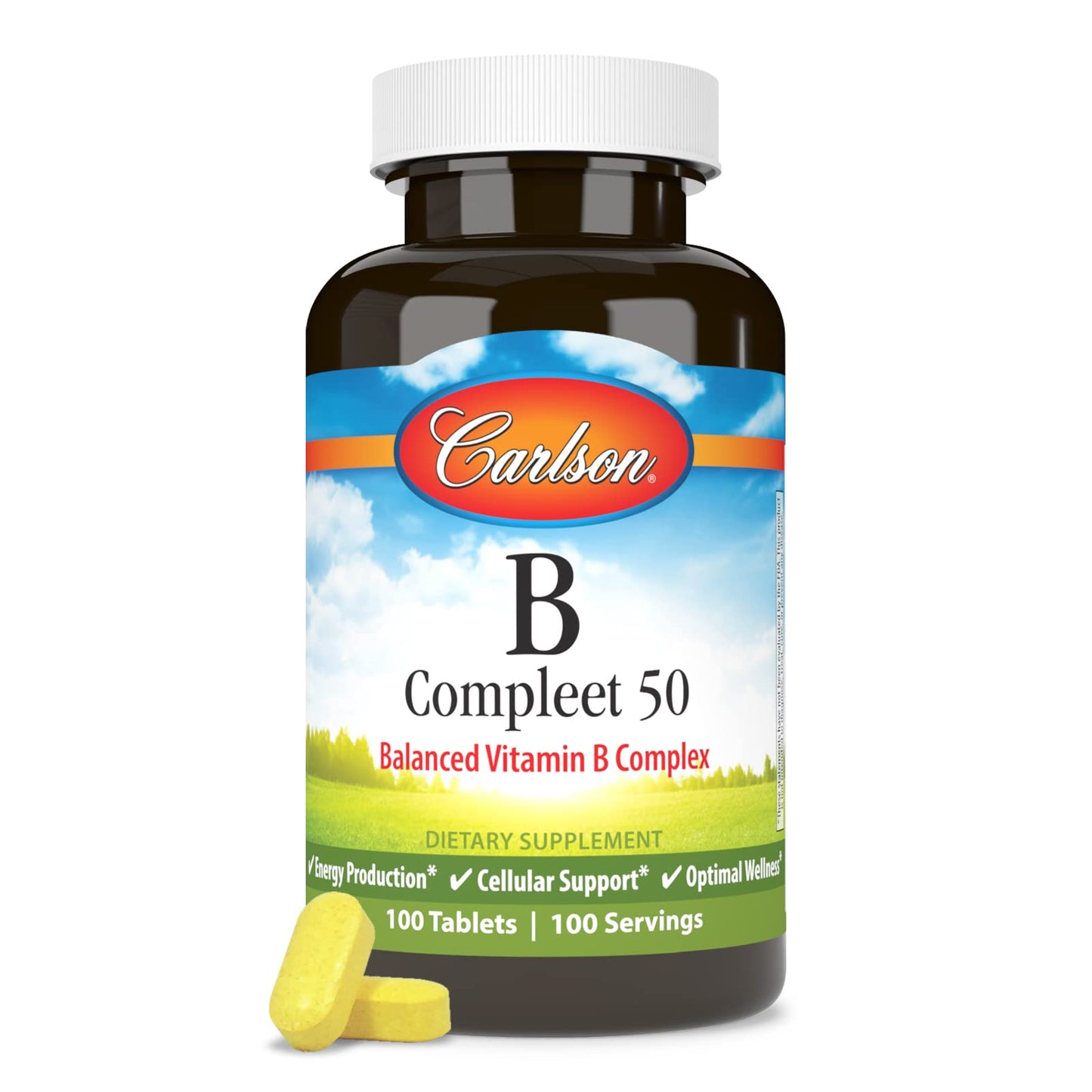 Carlson B Compleet 50 Balanced Vitamin B Complex Tablet, 100 Tablets