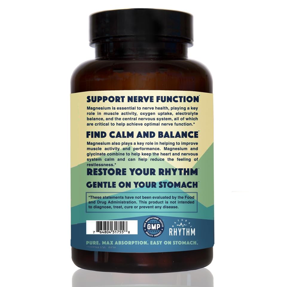 Natural Rhythm Magnesium Glycinate 150mg High Absorption Elemental Magnesium Capsules, 120 Count