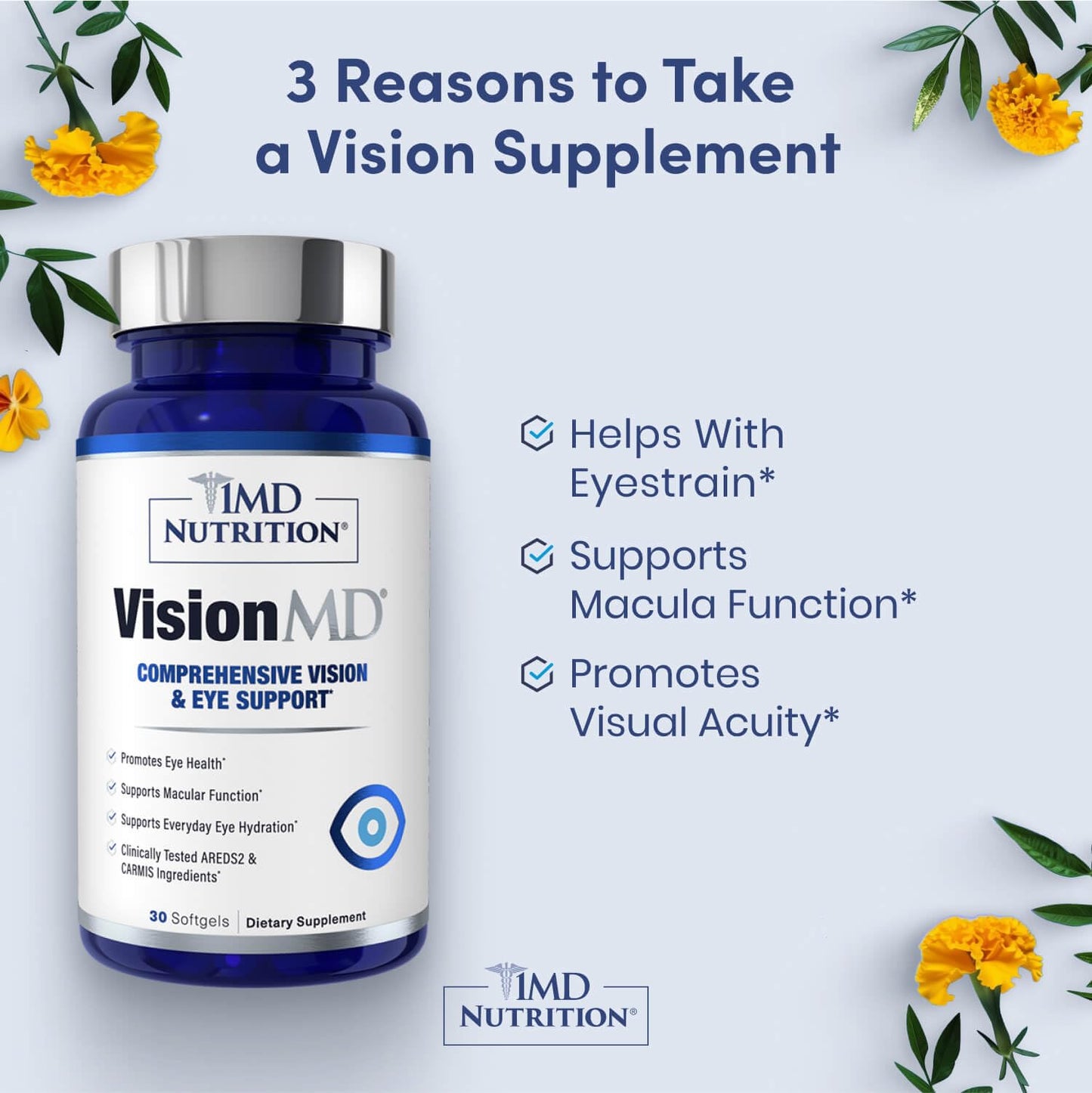 1MD Nutrition VisionMD Eye Vitamin CARMIS with Lutein & Zeaxanthin Softgels, 60 Count