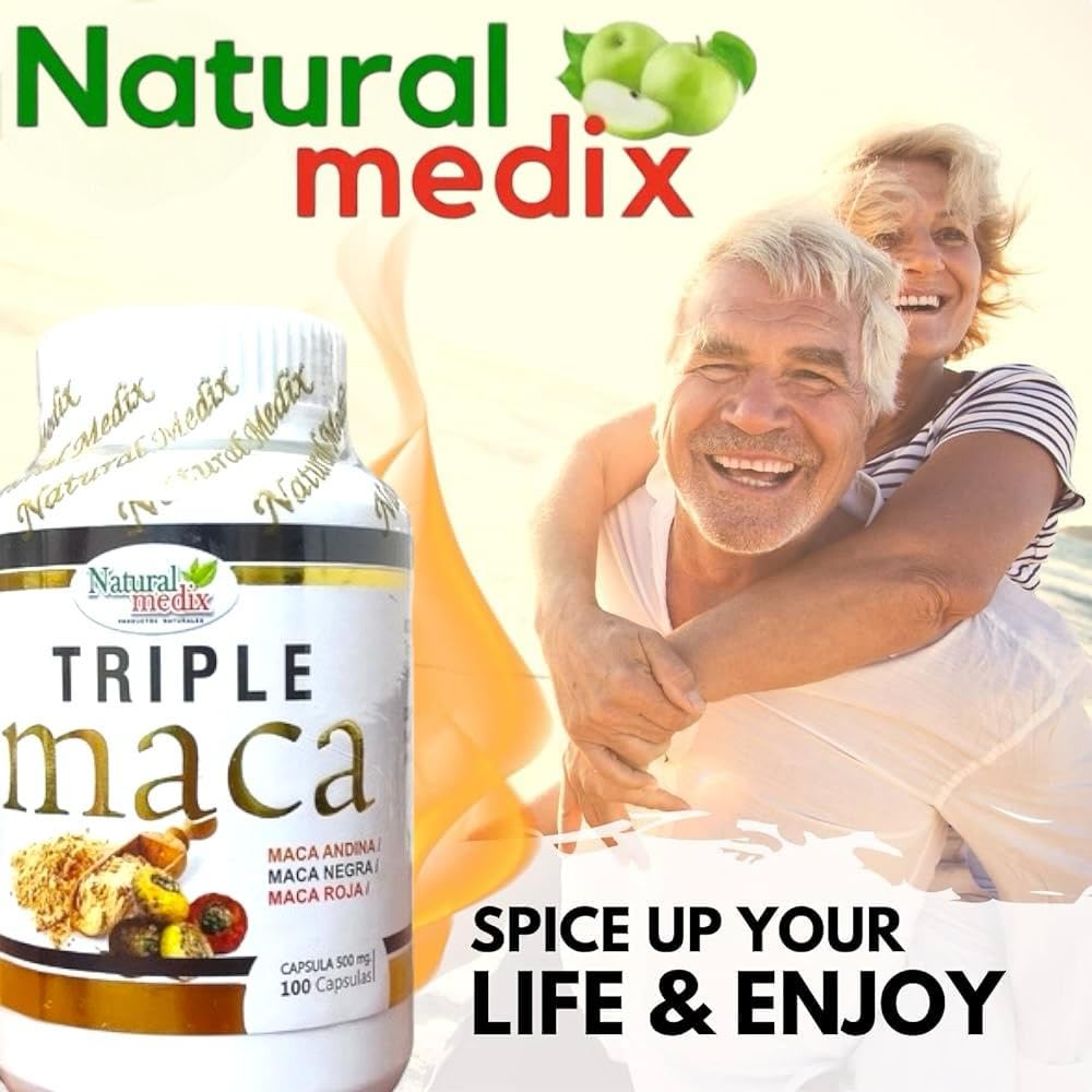 Natural medix Premium Triple Maca Black, Red, and Yellow Maca Capsule, 1 Count
