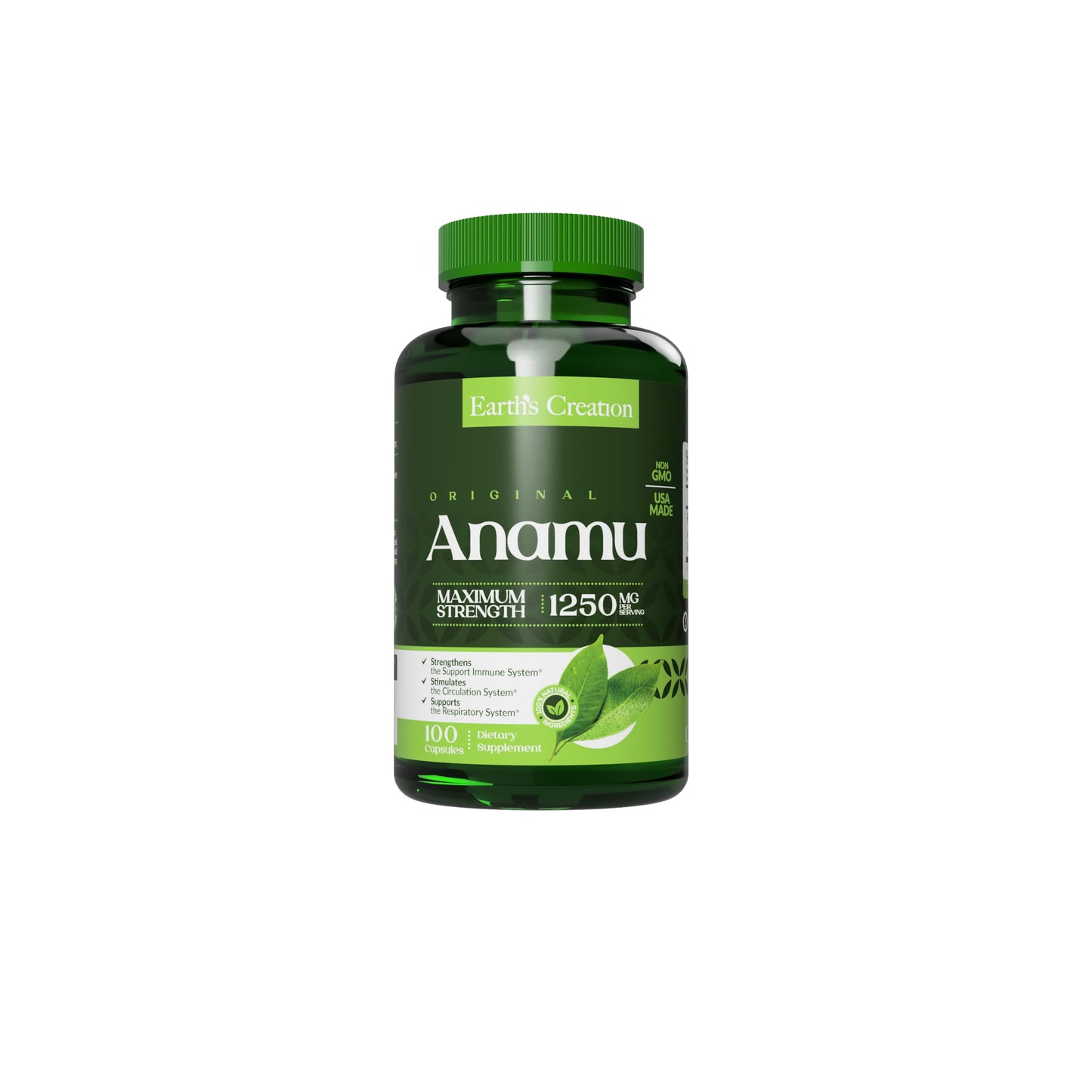 Earth's Creation Anamu 1250mg 100% Organically Grown Capsules, 100 Count