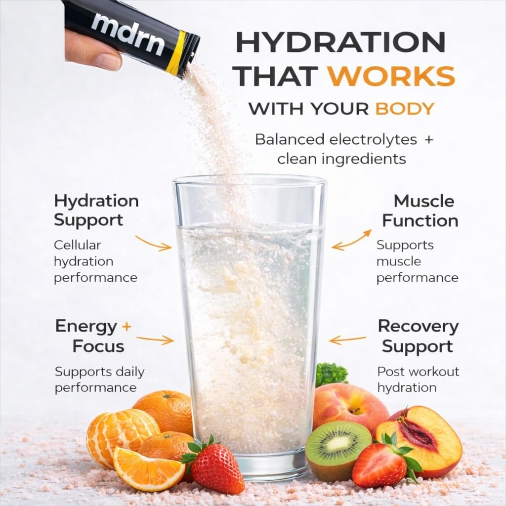 MDRN Hydration Zero Sugar Electrolytes with Pink Himalayan Salt Powder Strawberry Kiwi 7