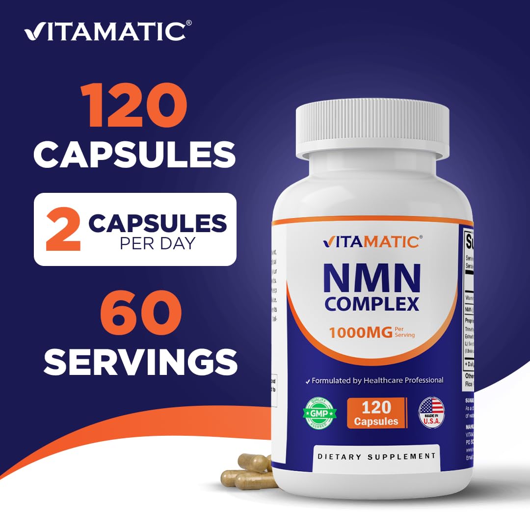 Vitamatic NMN Complex 1000 mg Per Serving Capsule, 120 Capsules