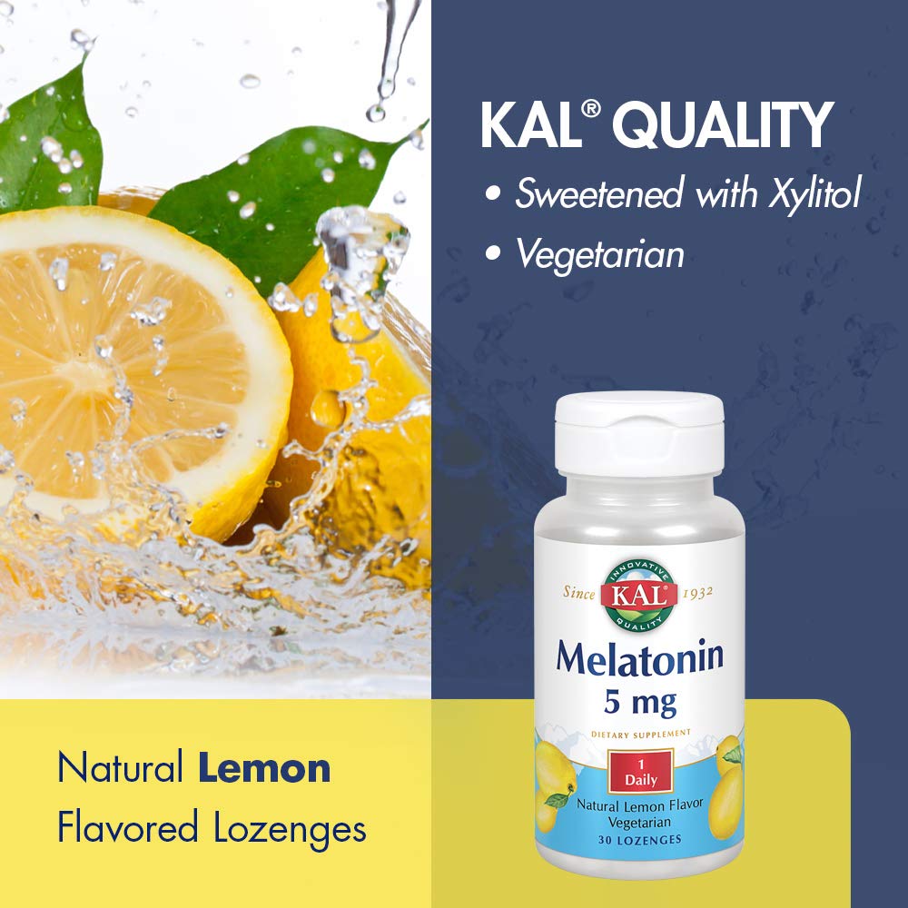 KAL Melatonin 5 mg Lemon Tablets, 30 Count