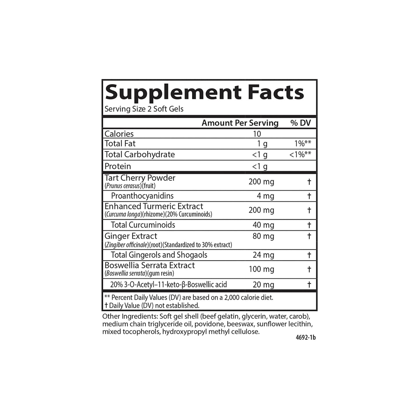 Carlson Enhanced Mobility Botanical Joint Support with Boswellia Tart Cherry Curcumin Ginger 120 Softgels