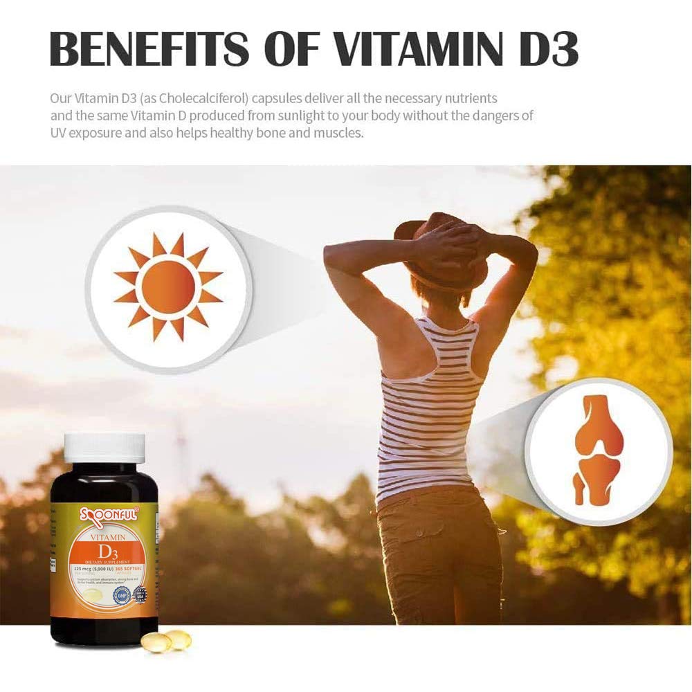 Spoonful Vitamin D3 with Coconut Oil Softgel Capsules 365 Count
