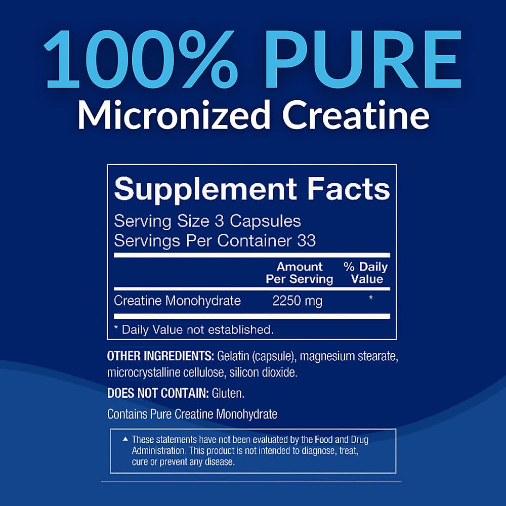 BodyTech Creatine Monohydrate Capsules, 100 Capsules