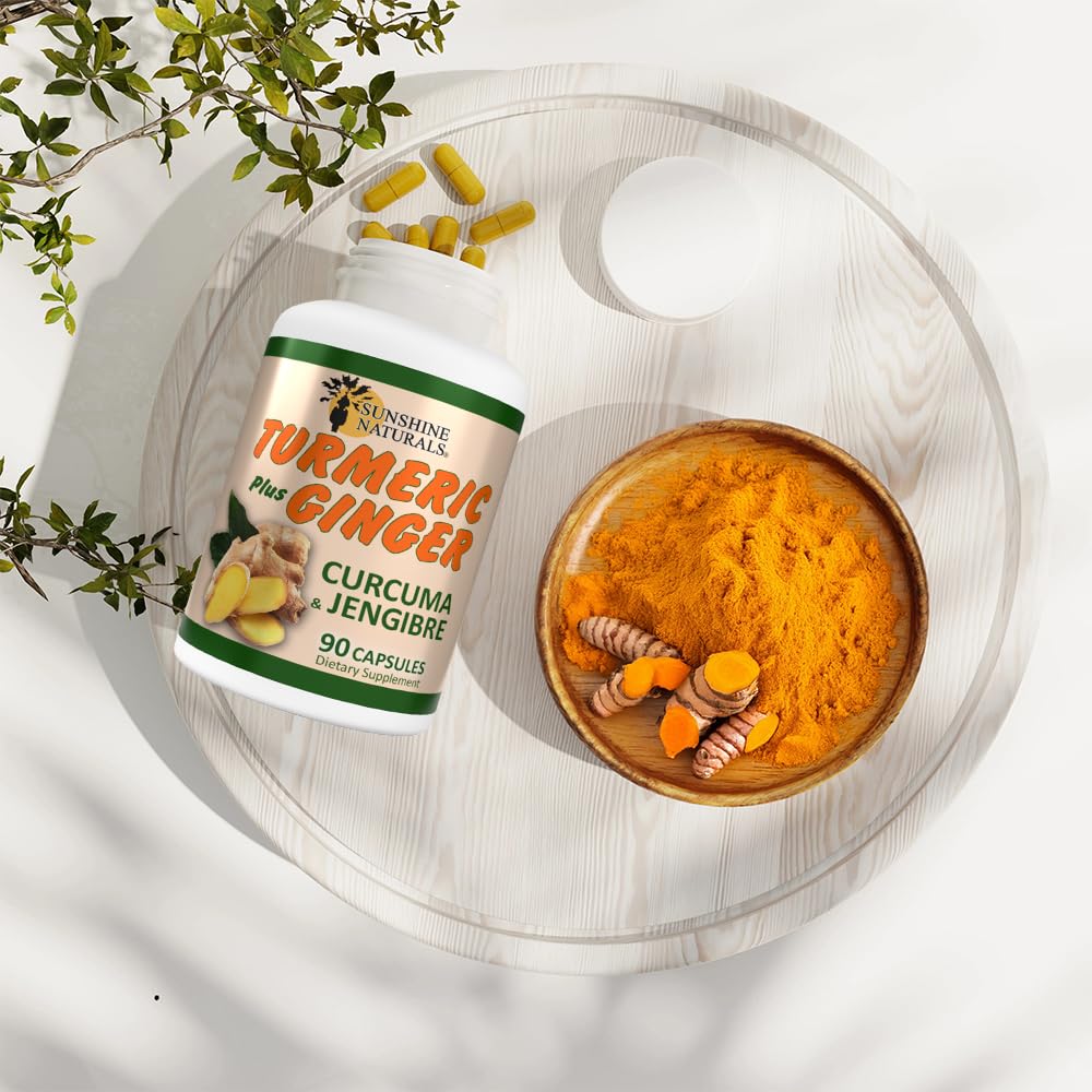 Sunshine Naturals Turmeric Plus Ginger Dietary Supplement Capsule, 90 Count