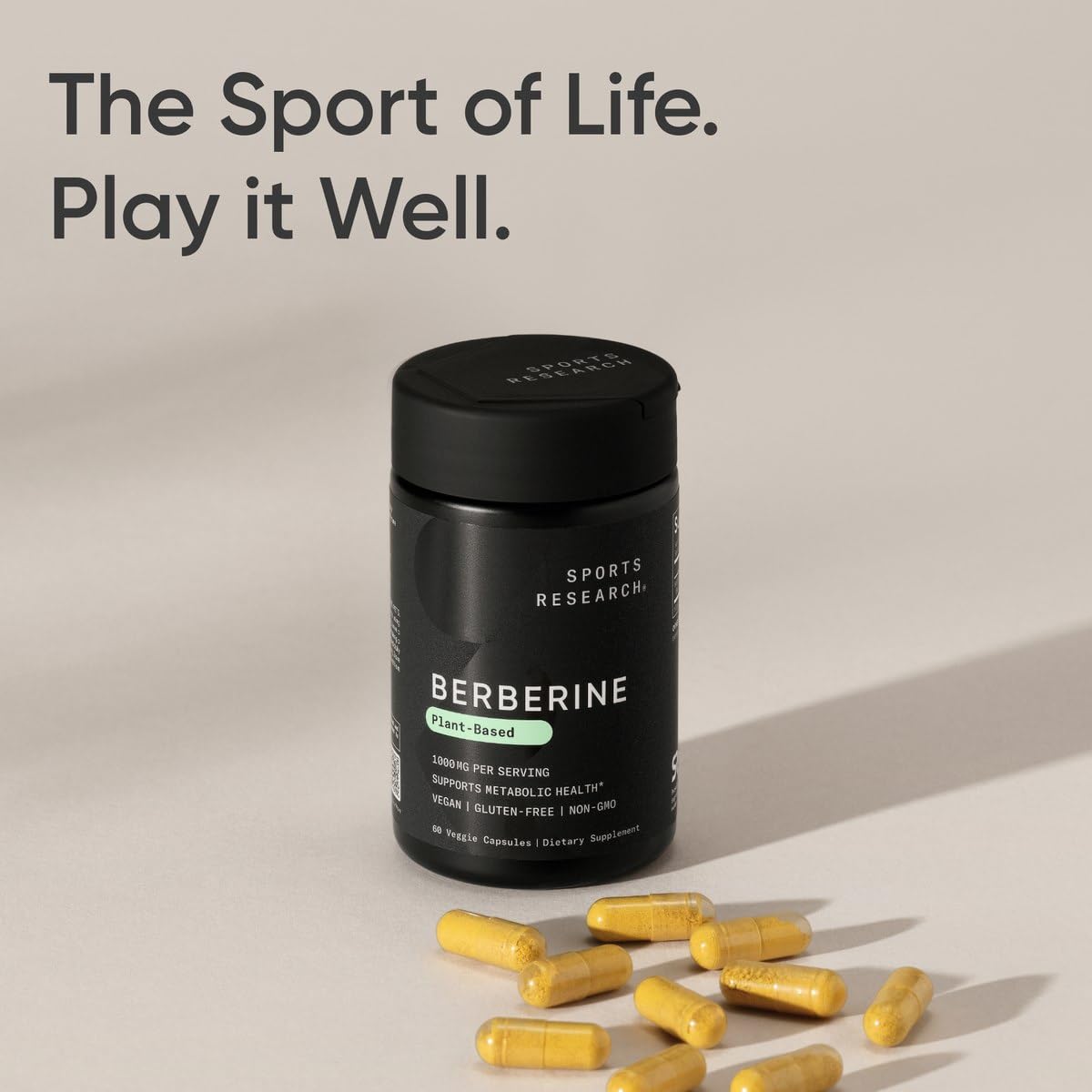 Sports Research Berberine - Herbal Ayurvedic Metabolic Health Support - 1000 mg, 60 Capsules