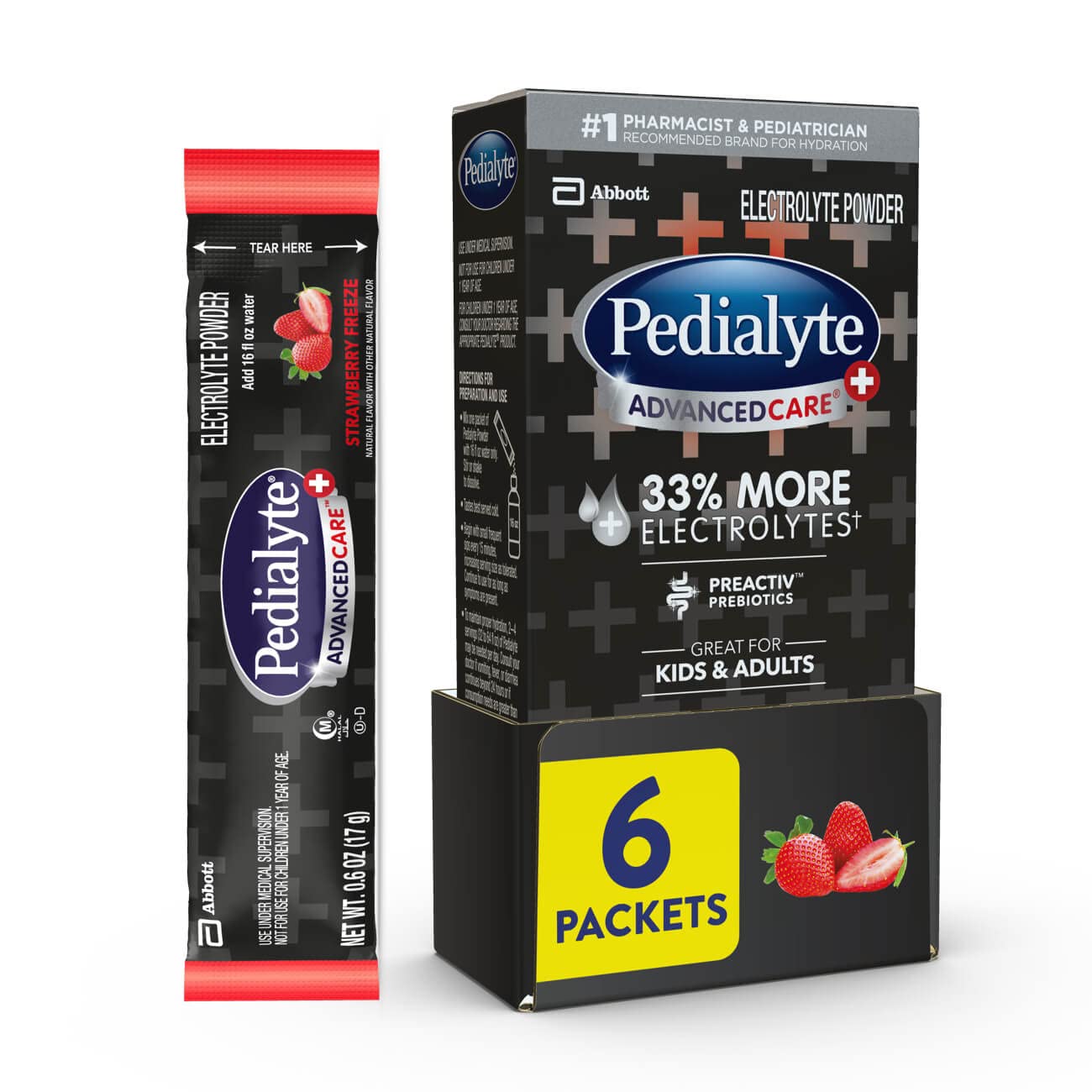 Pedialyte AdvancedCare Plus Electrolyte Powder, 6 Packets