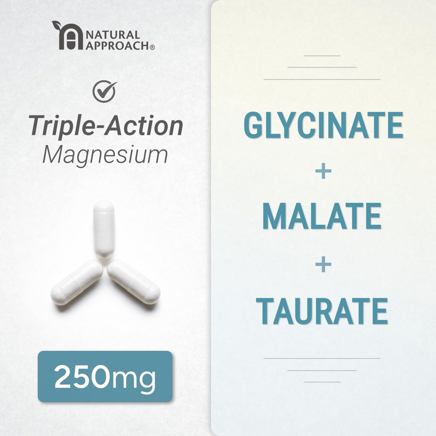 Natural Approach High Absorption Magnesium Complex with Glycinate, Malate & Taurate Capsules, 90 Count