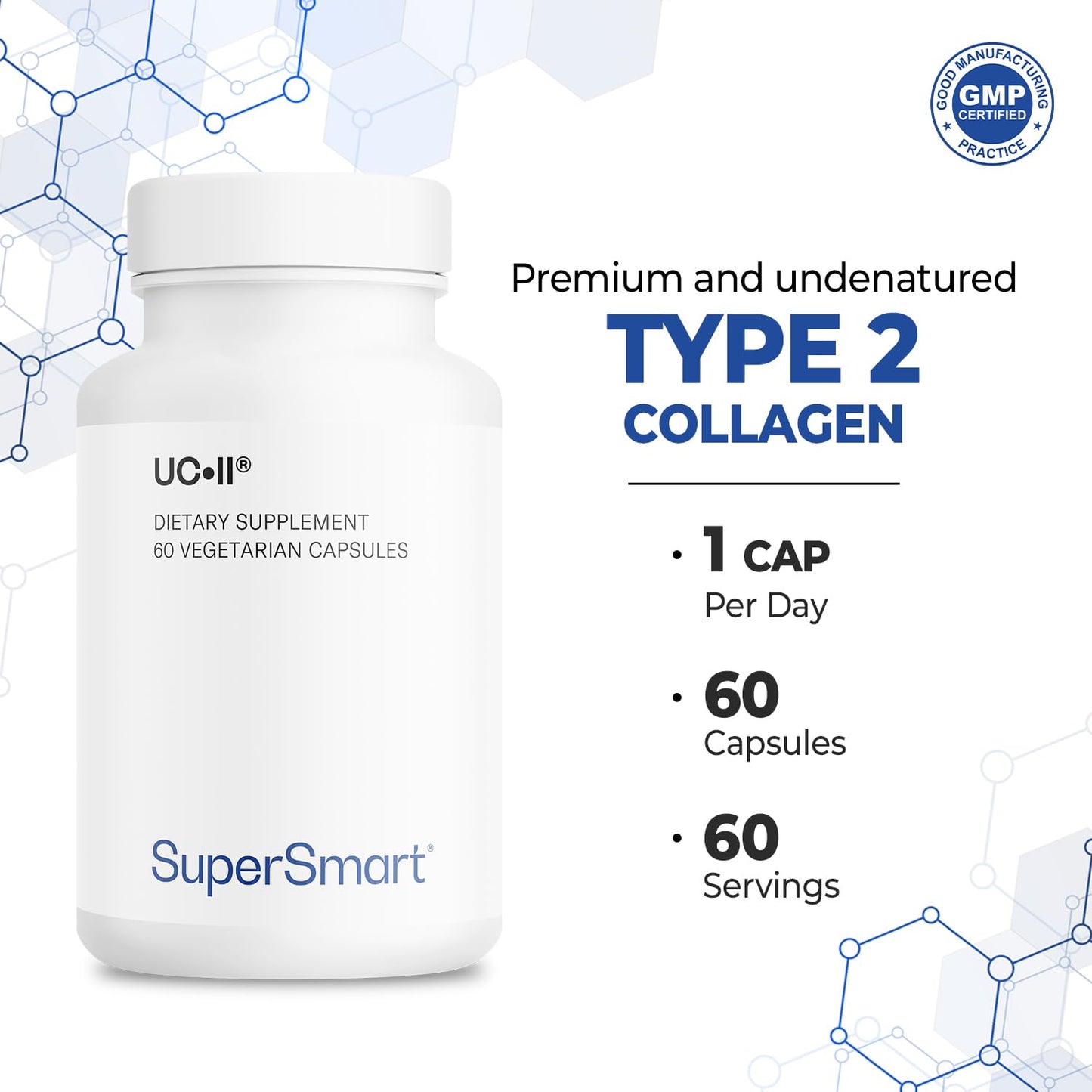 Supersmart UC II Undenatured Type II Collagen Capsules, 60 Count