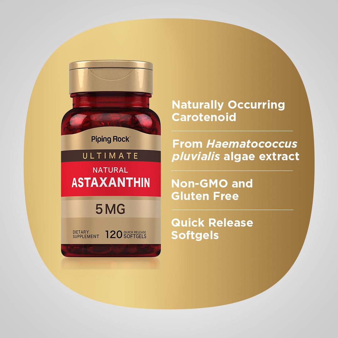 Piping Rock Astaxanthin Supplement 5mg Softgels 120
