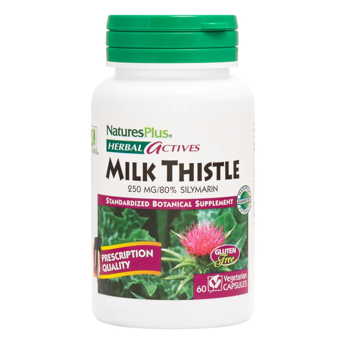 NaturesPlus Herbal Actives Milk Thistle, 60 Capsules