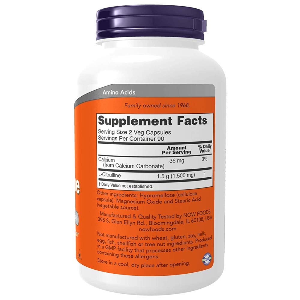 NOW Foods L-Citrulline 750 mg Capsule 180 Capsules