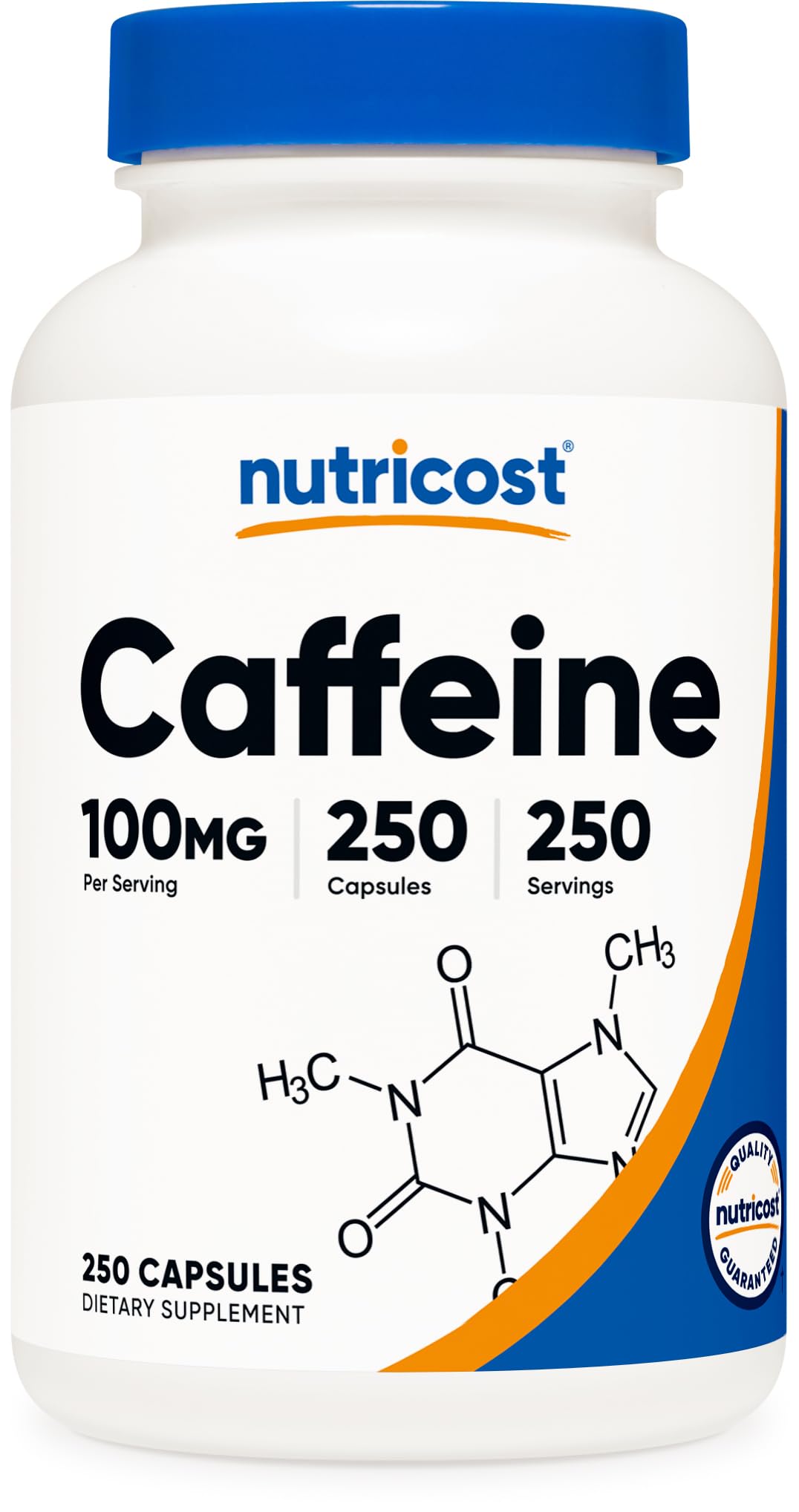 Nutricost Caffeine Capsules 100mg Per Serving, 250 Capsules