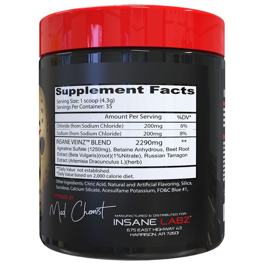 Insane Labz Insane Veinz Non Stimulant NO Enhancing Powder, Grape, 5.3