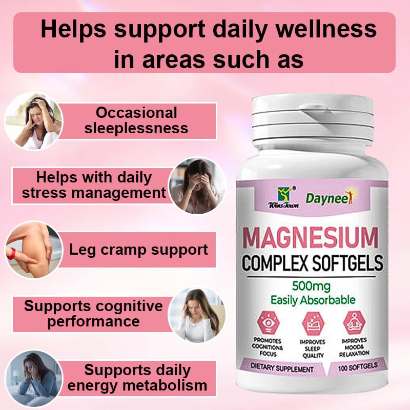 FARWIX Magnesium Complex Softgels 500mg – Magnesium Supplement for Sleep, Relaxation & Muscle Support – Easy-to-Swallow Softgels – Daily Magnesium for Calm & Wellness, 100 Softgels