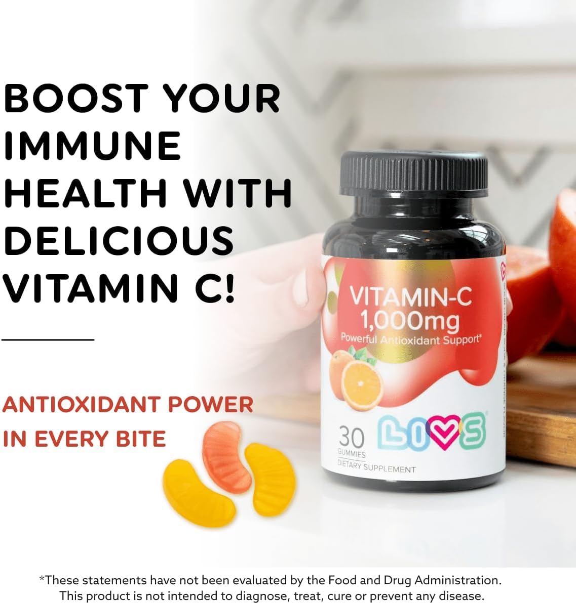 LIVS Vitamin C 1000mg Gummies 30 Count