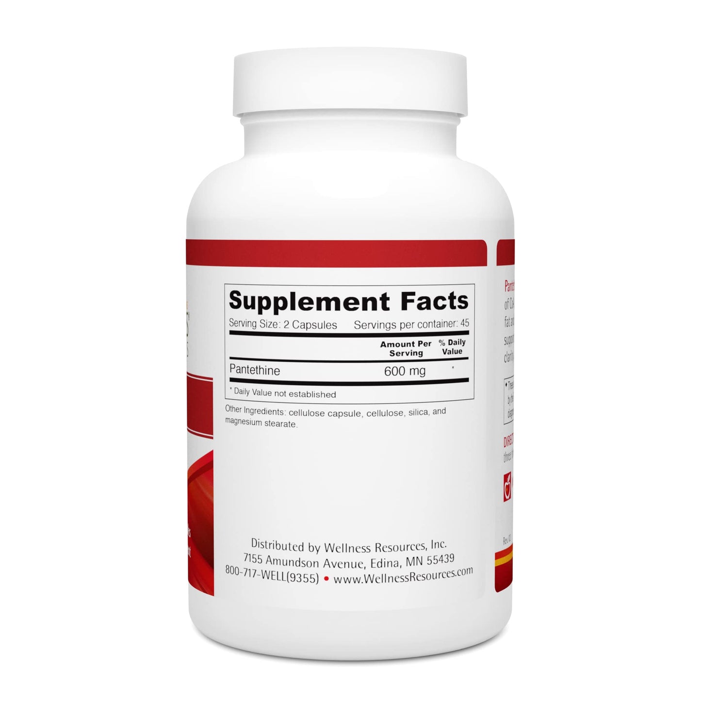 Wellness Resources Pantethine - Active Vitamin B5 Capsules, 90 Capsules