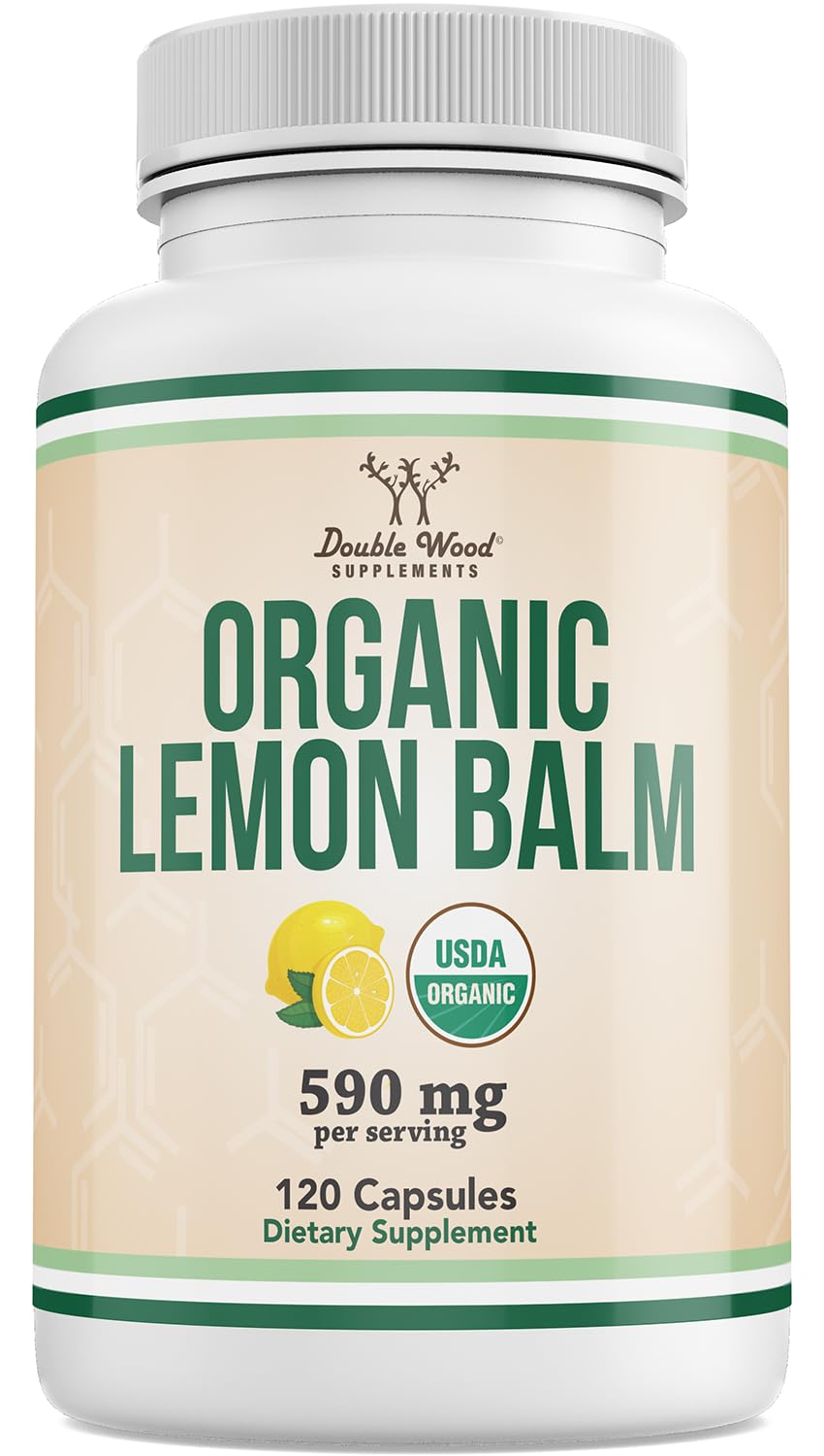 Double Wood Supplements Organic Lemon Balm 590mg Capsules 120 Count